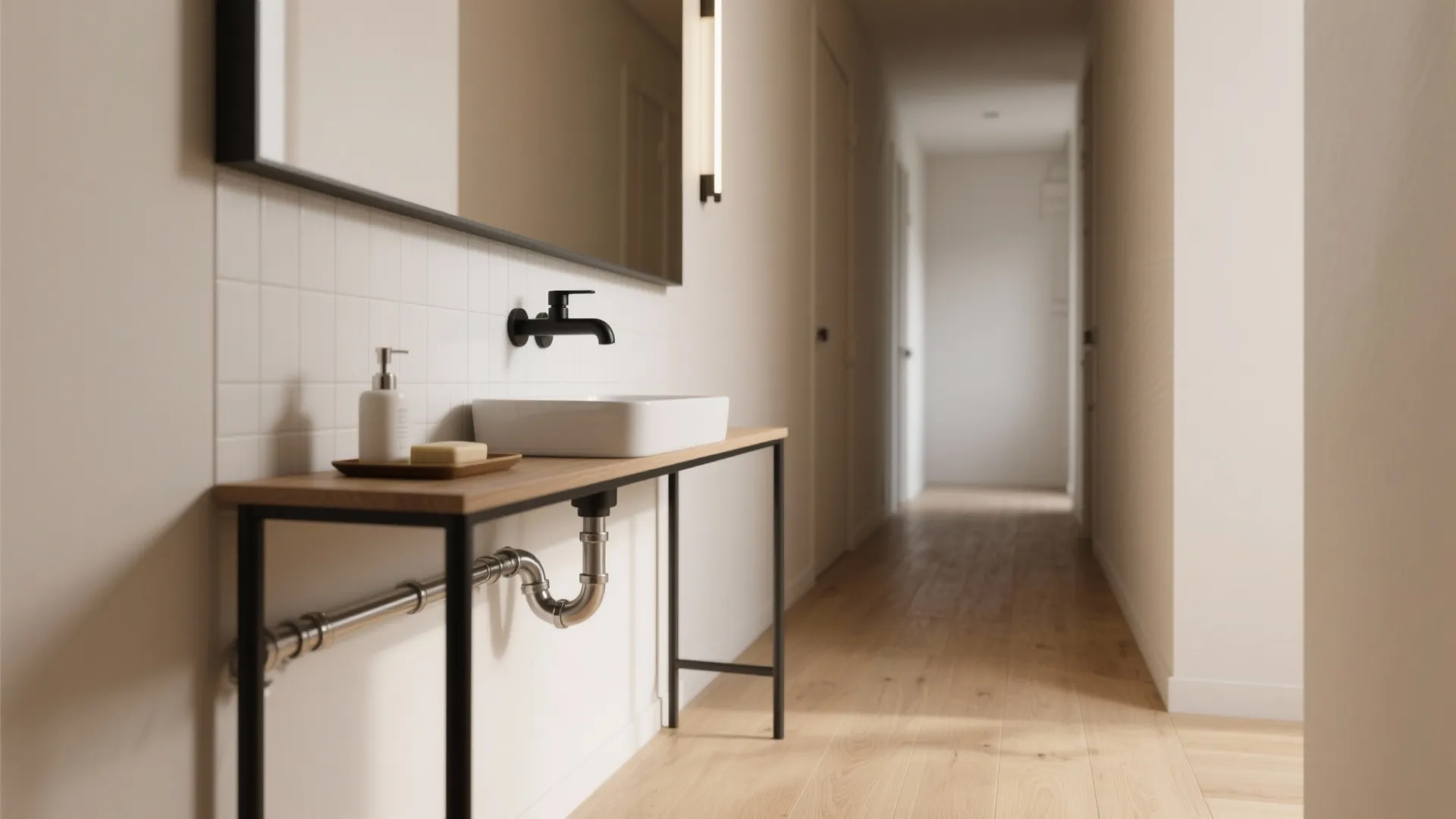 1) Slim Console with Wall-Mounted Faucet