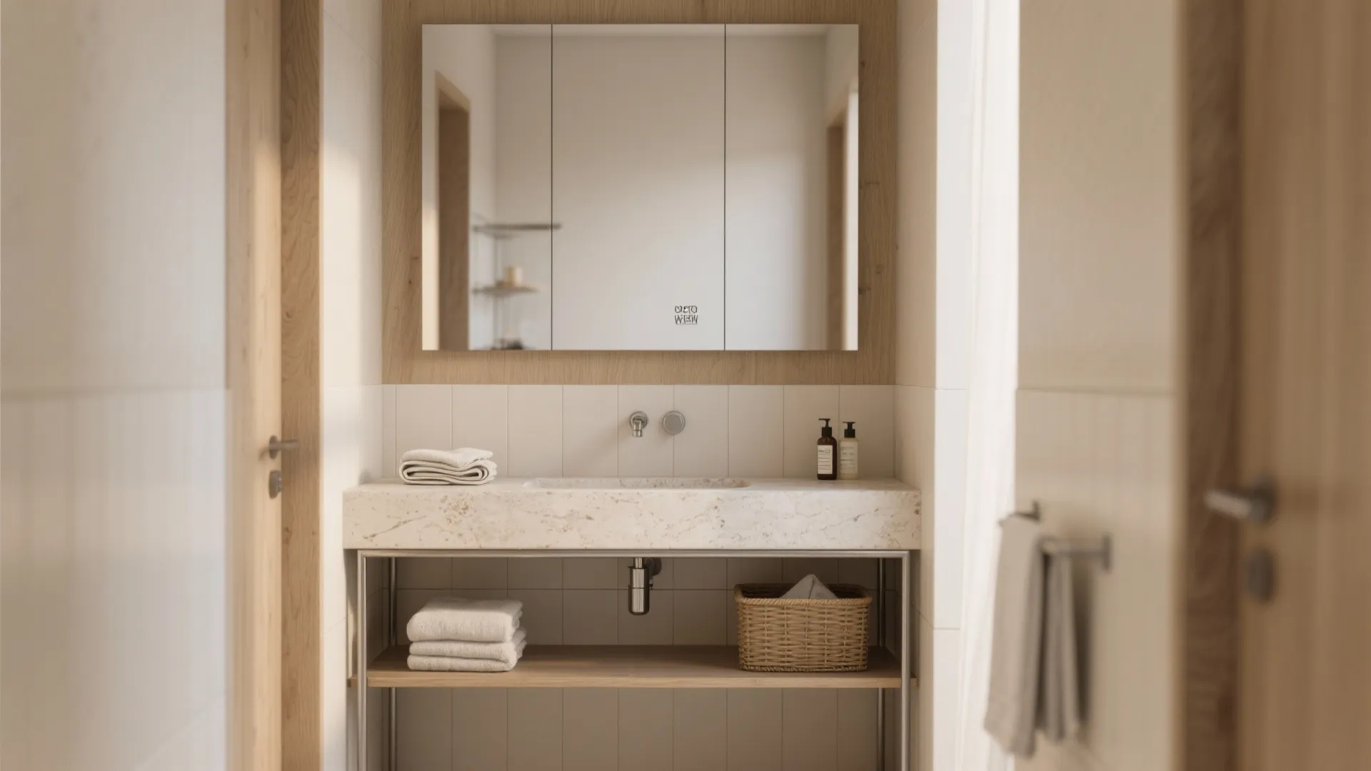 3. Slim console sink or narrow vanity — storage without bulk