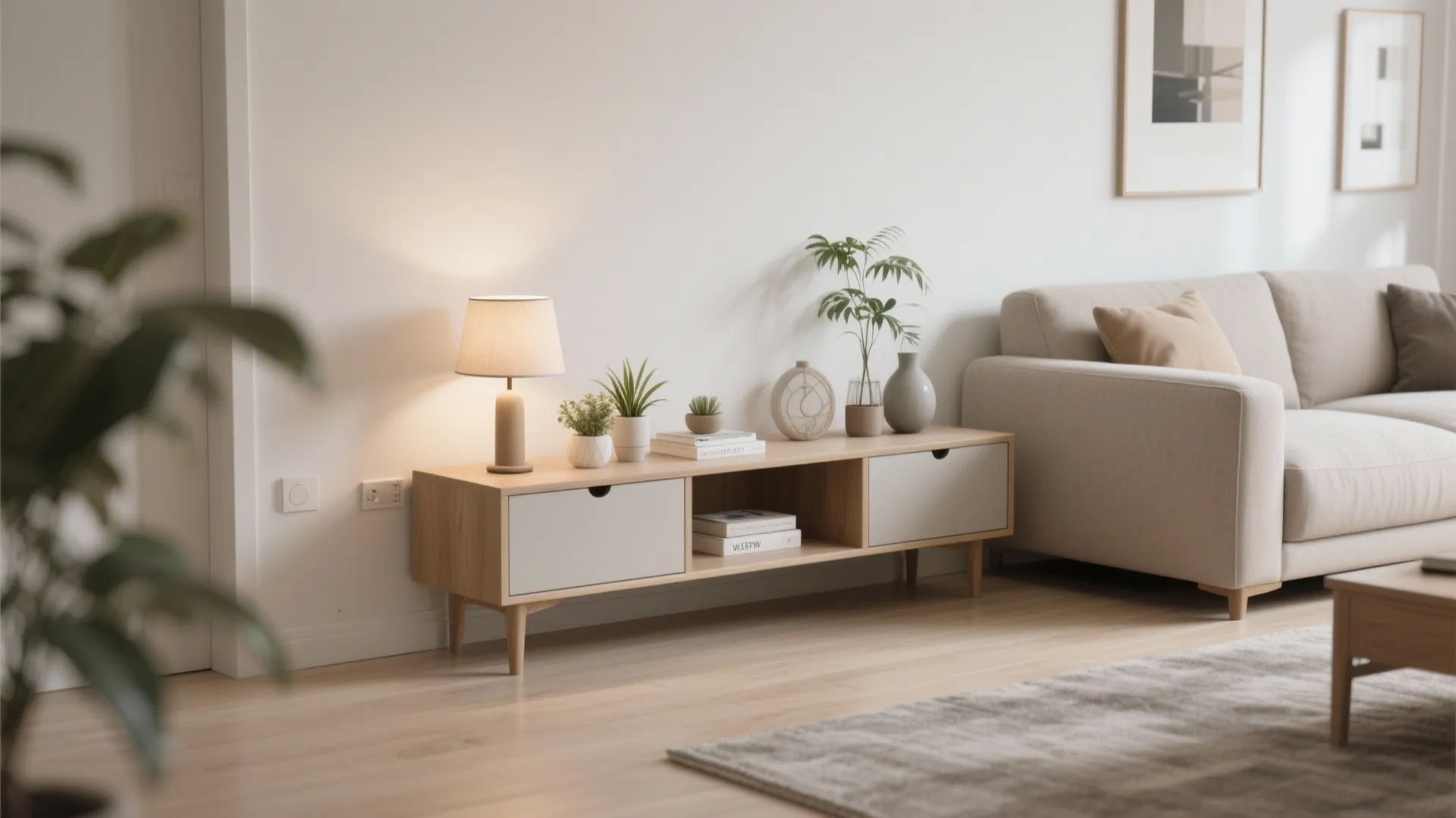 7. Slim Console Behind Sofa