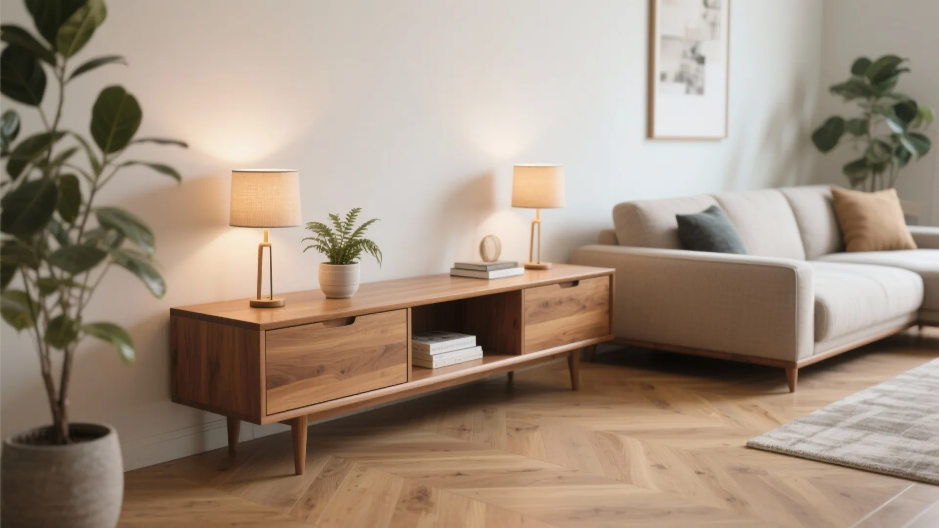 9. Slim Console Behind the Sofa