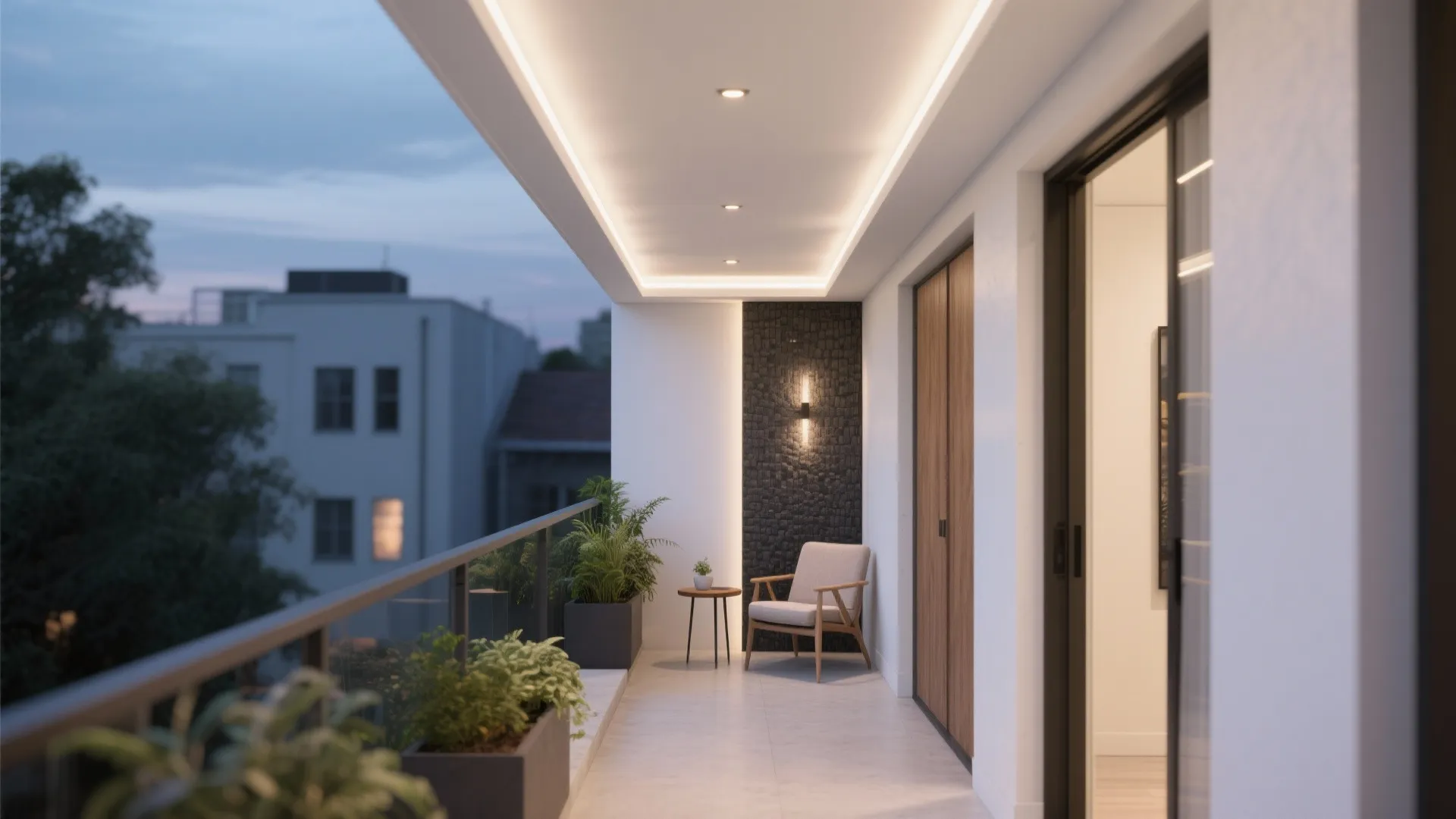 1) Slim Floating Cove POP Ceilings That Make Small Balconies Feel Taller