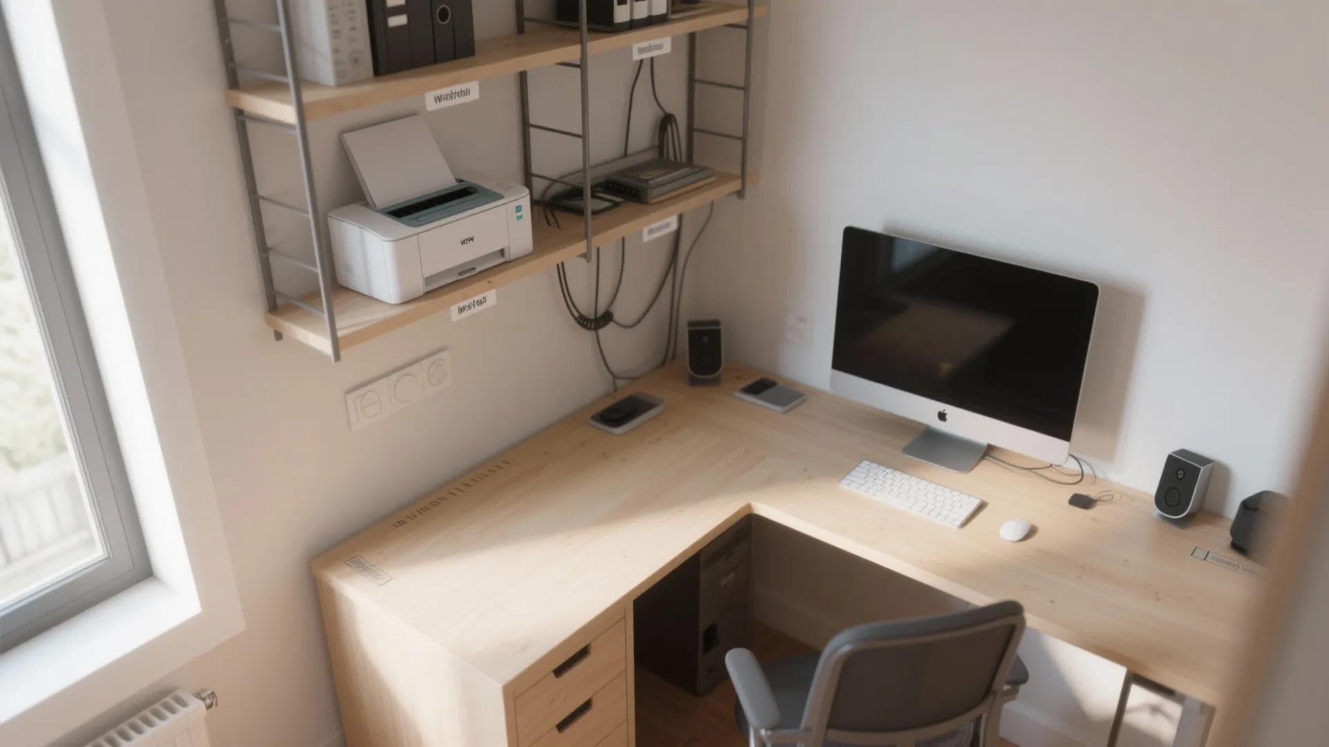 4. Slim Corner Desk with Vertical Storage