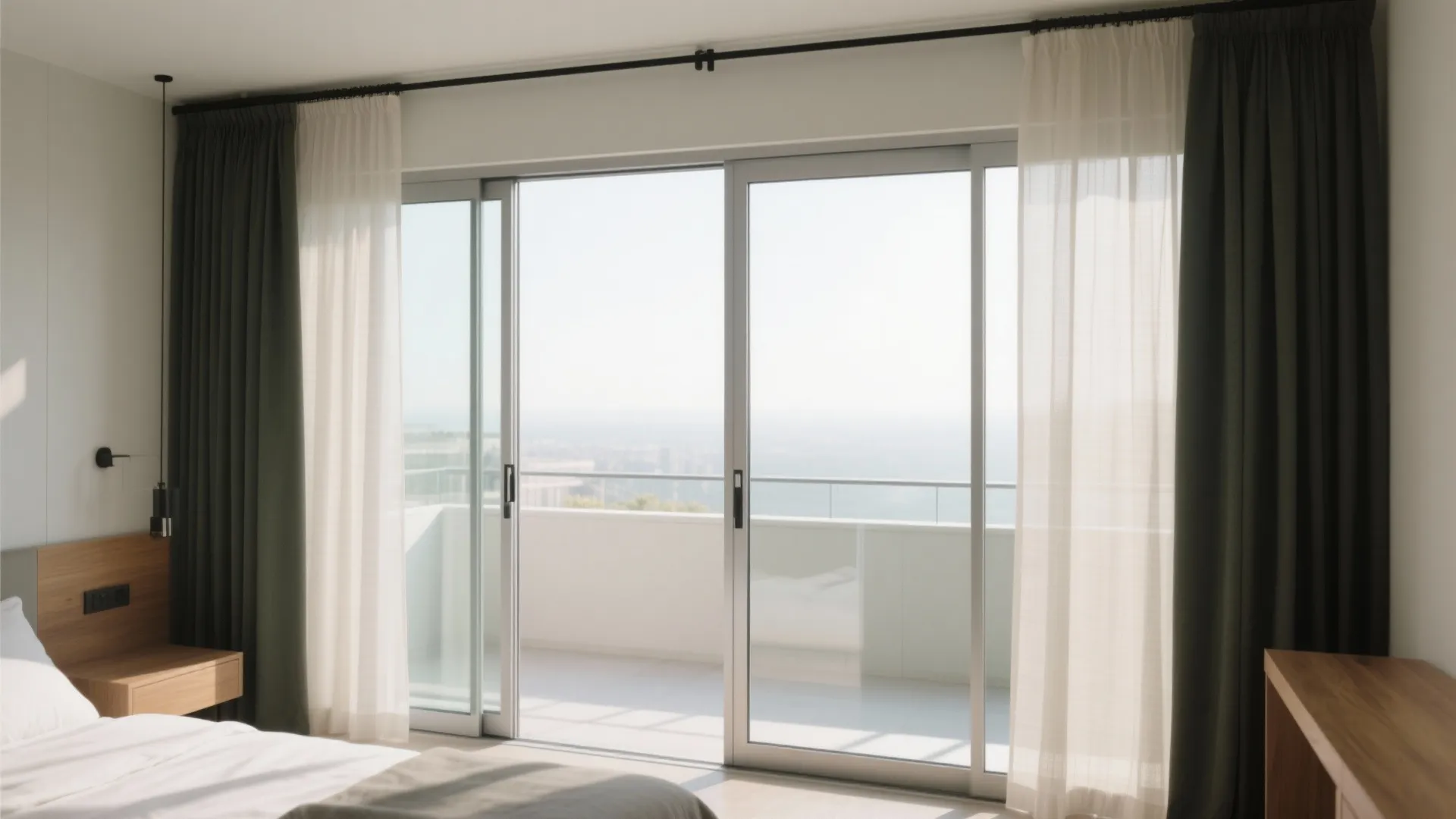 Slim-Framed Glass Doors & Blackout Layers