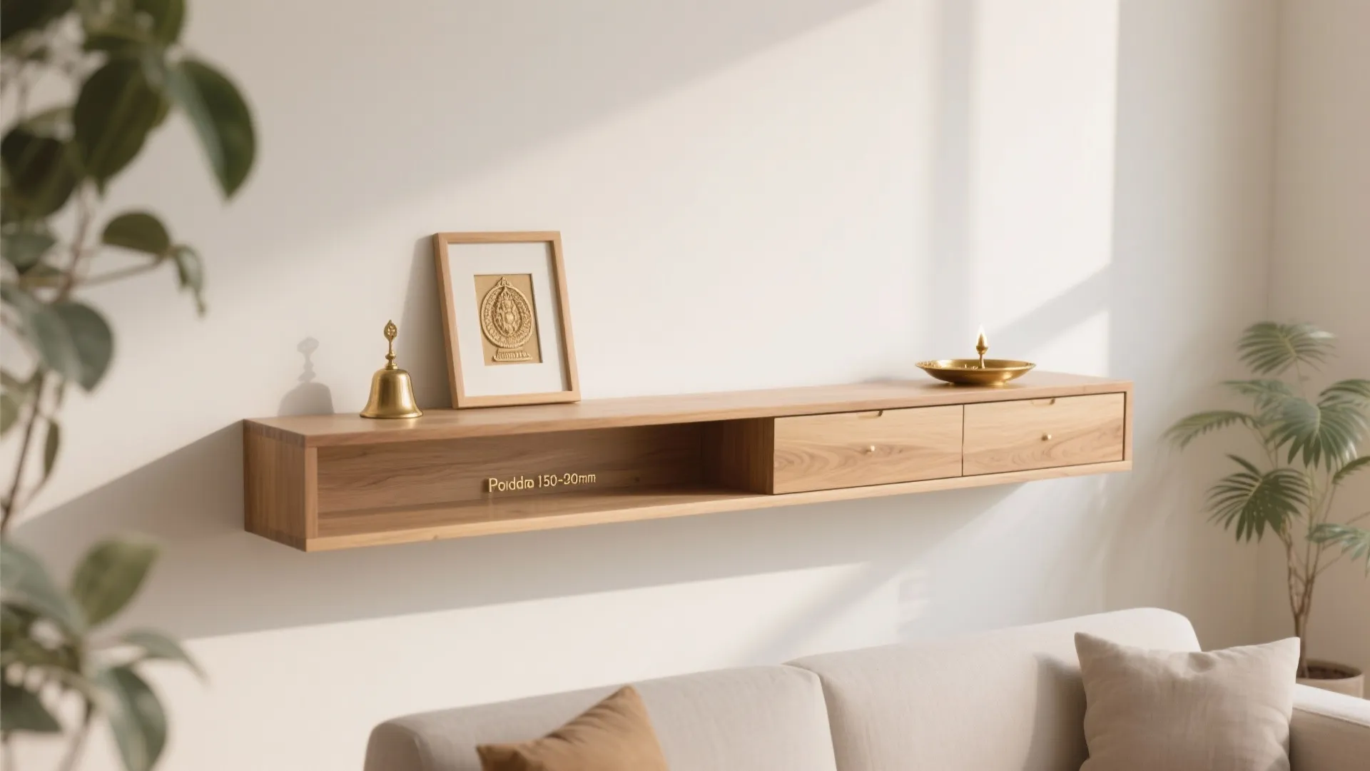 Slim Wall-Mounted Shelf with Hidden Drawer