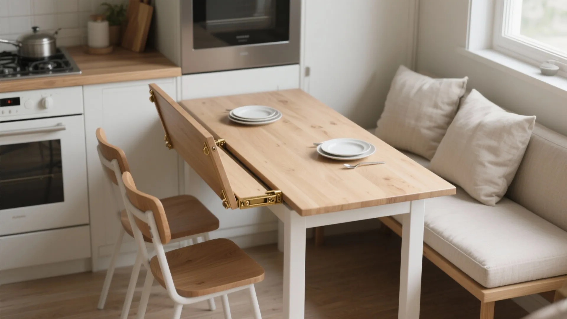 1. Slim drop-leaf table that grows with you