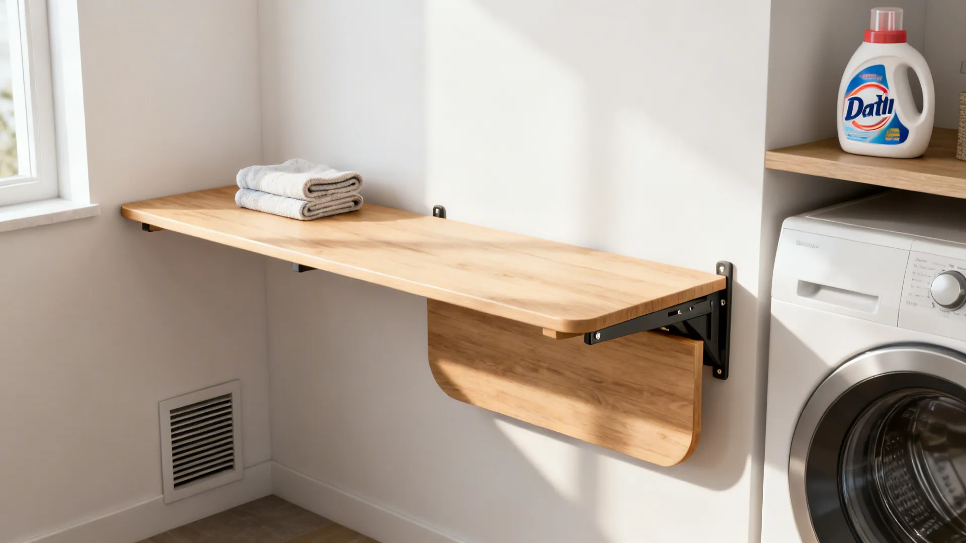 1. Slim drop-leaf table for folding clothes