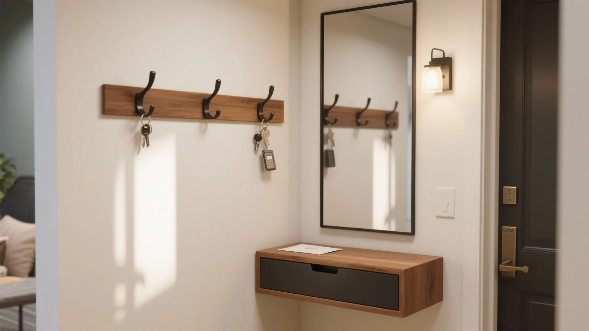 Idea 2: Build a slim “drop zone” with a mirror