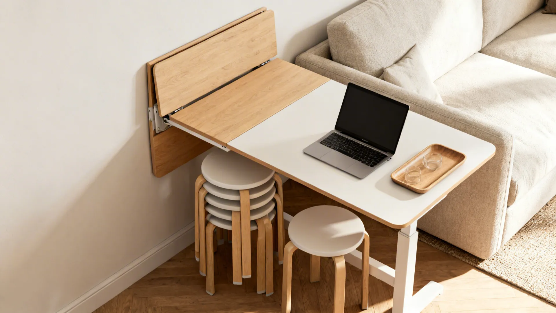 2. Slim extendable table as multi-use worktop