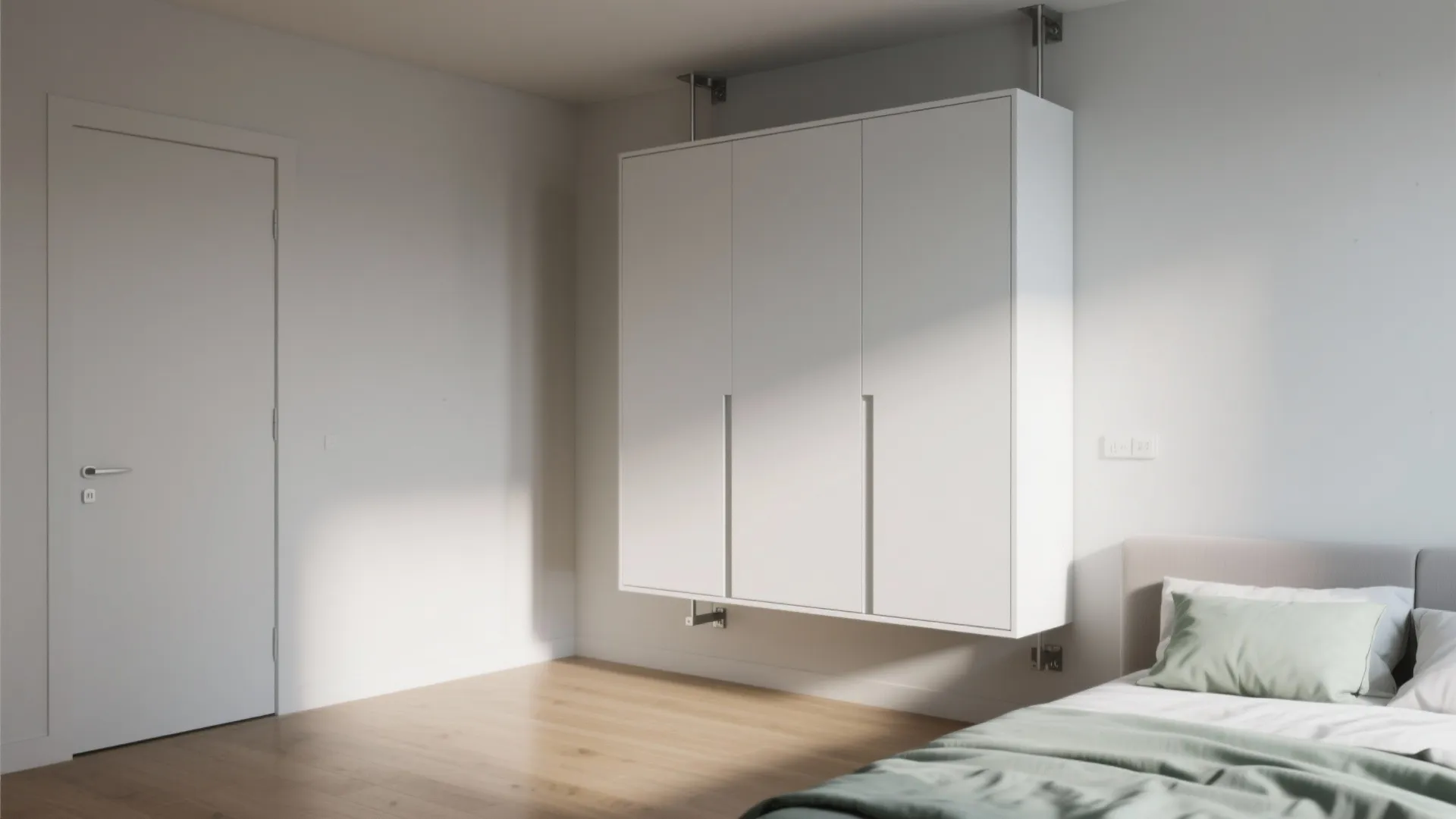 Slim Floating Steel Almirah with Hidden Brackets