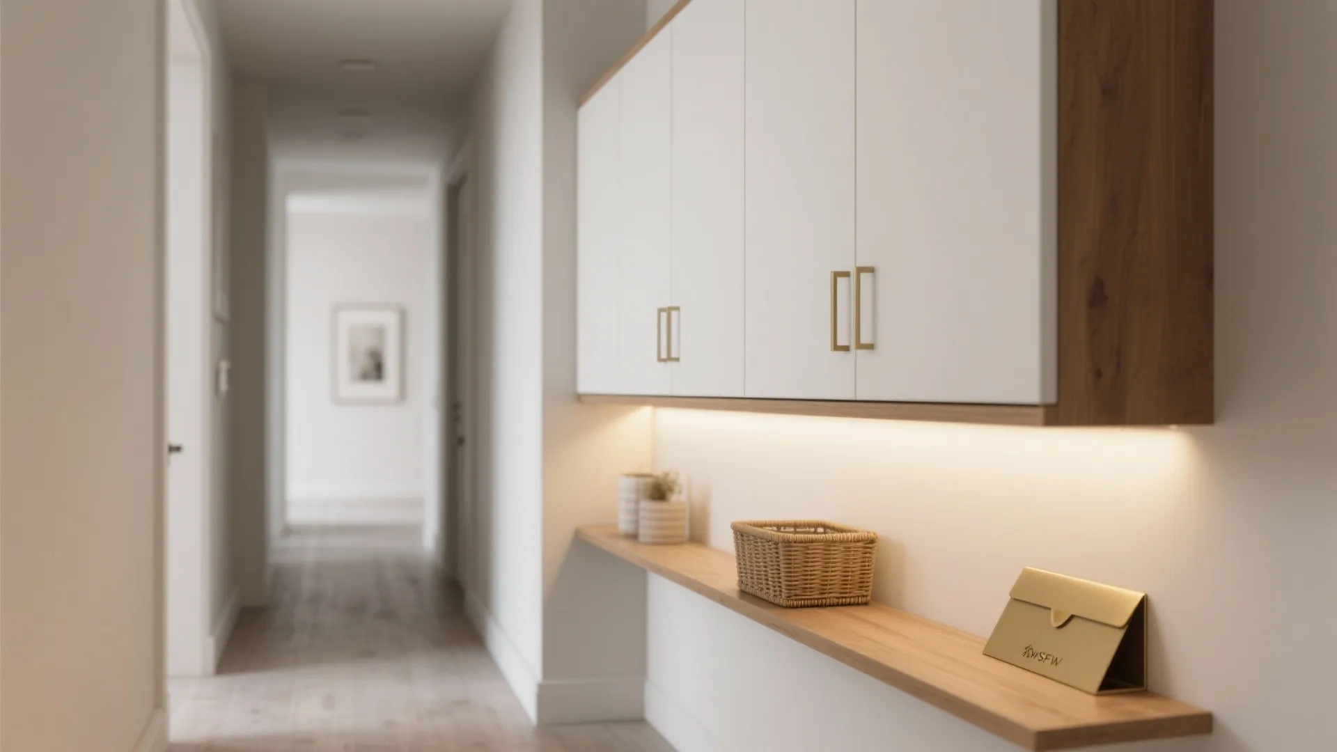 1) Slim Floating Cupboards With Concealed Lighting