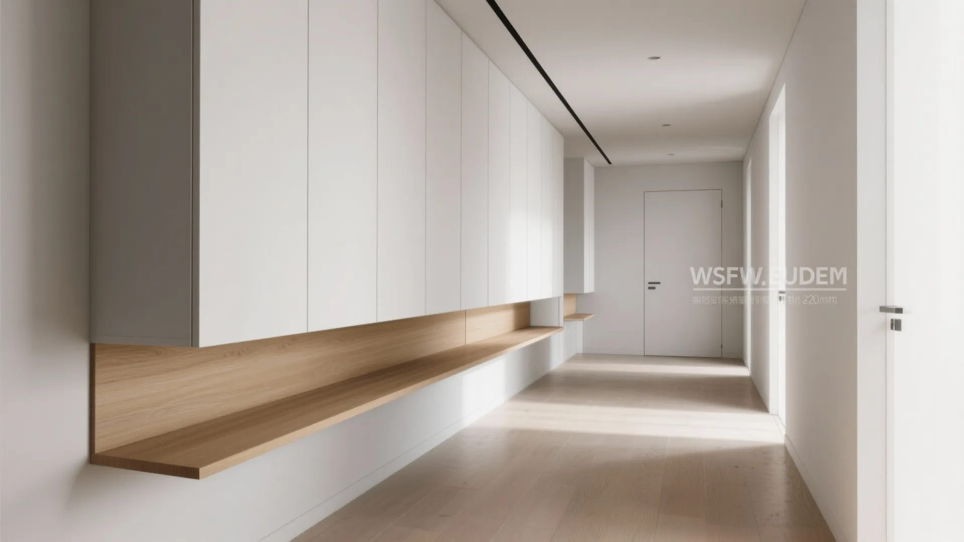 Slim Floating Wall Cupboards for Narrow Halls