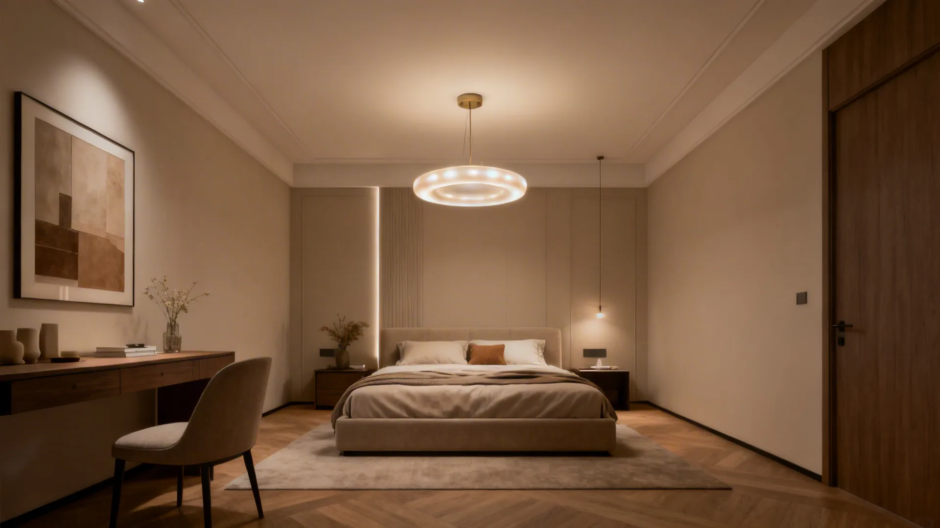 Statement Centerpiece: Slim Flush Chandelier + Satin Sheen