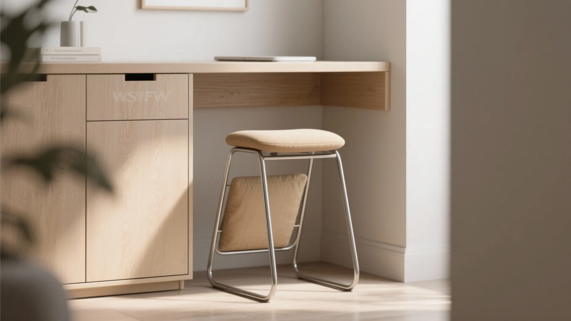 1. Slim folding stool with backrest