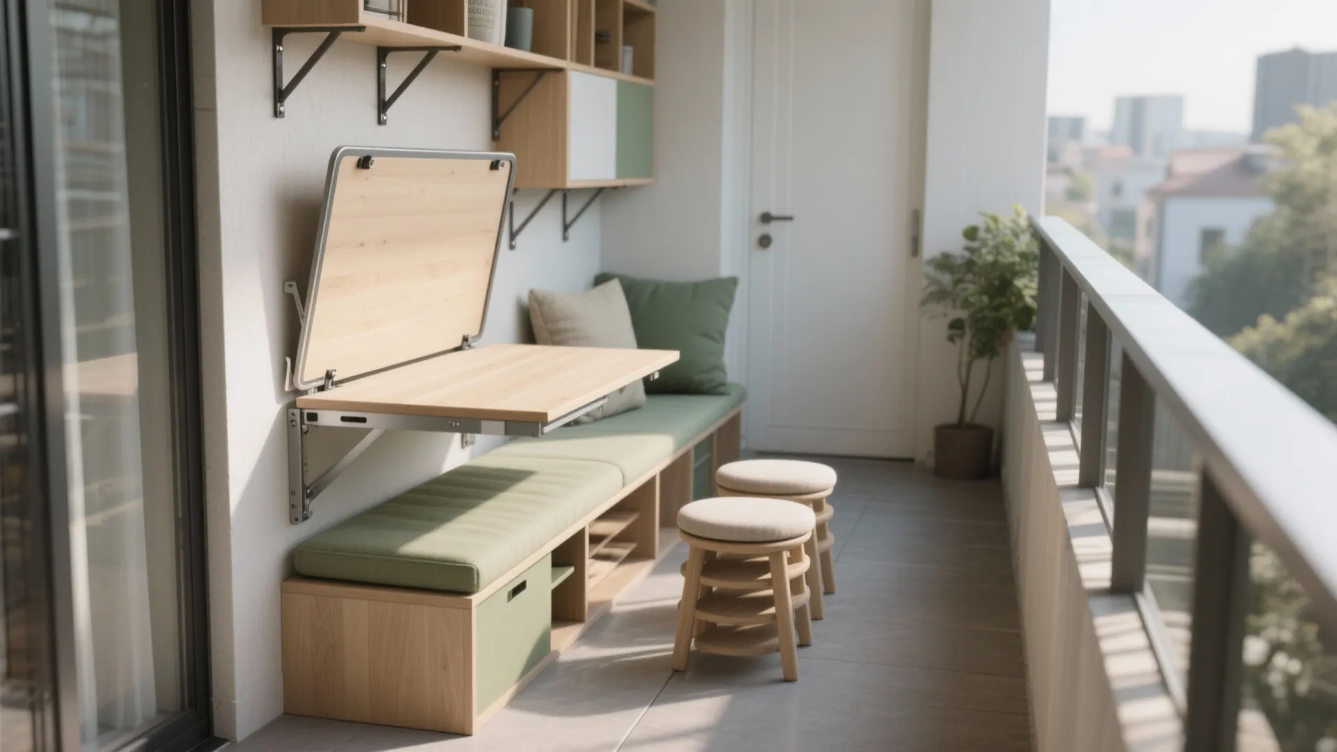 1) Slim storage + foldaways: your balcony’s Swiss Army knife