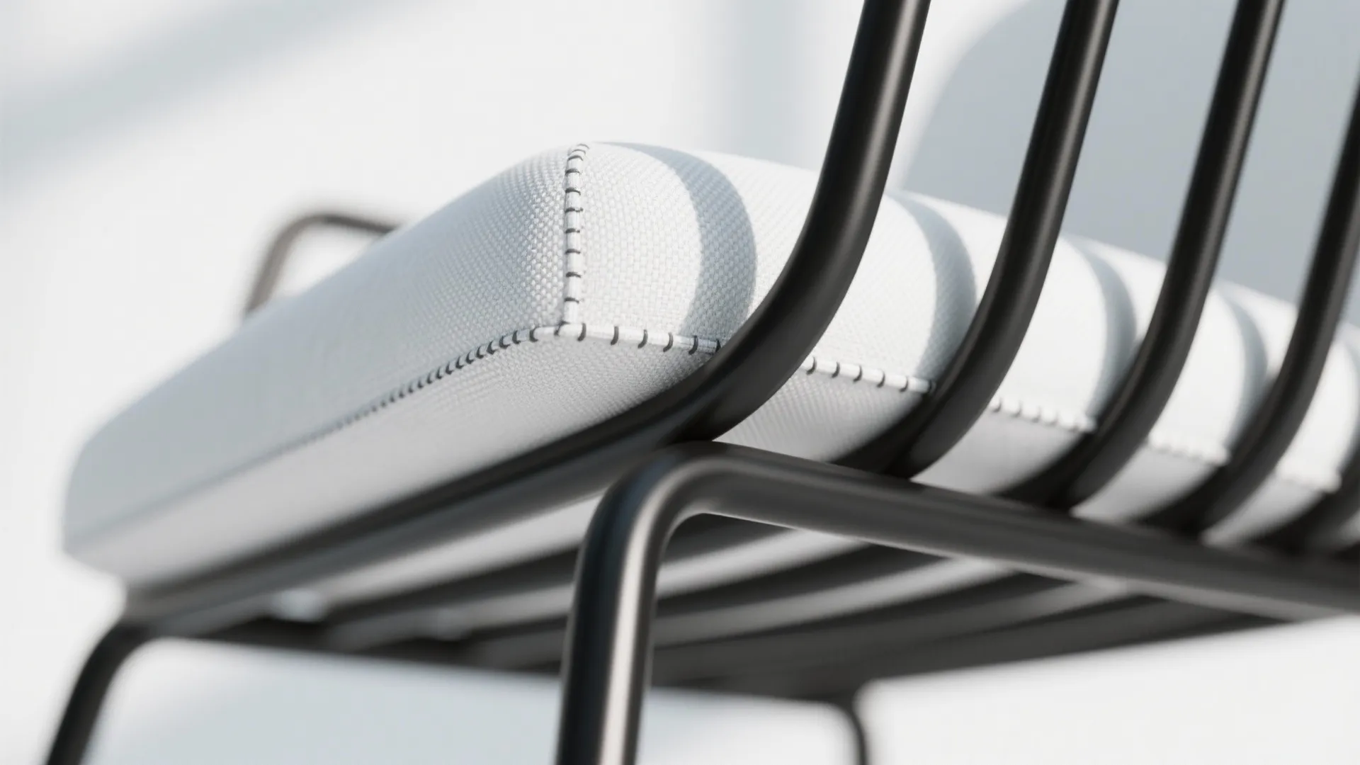 2. Slim Black Frames with White Upholstery