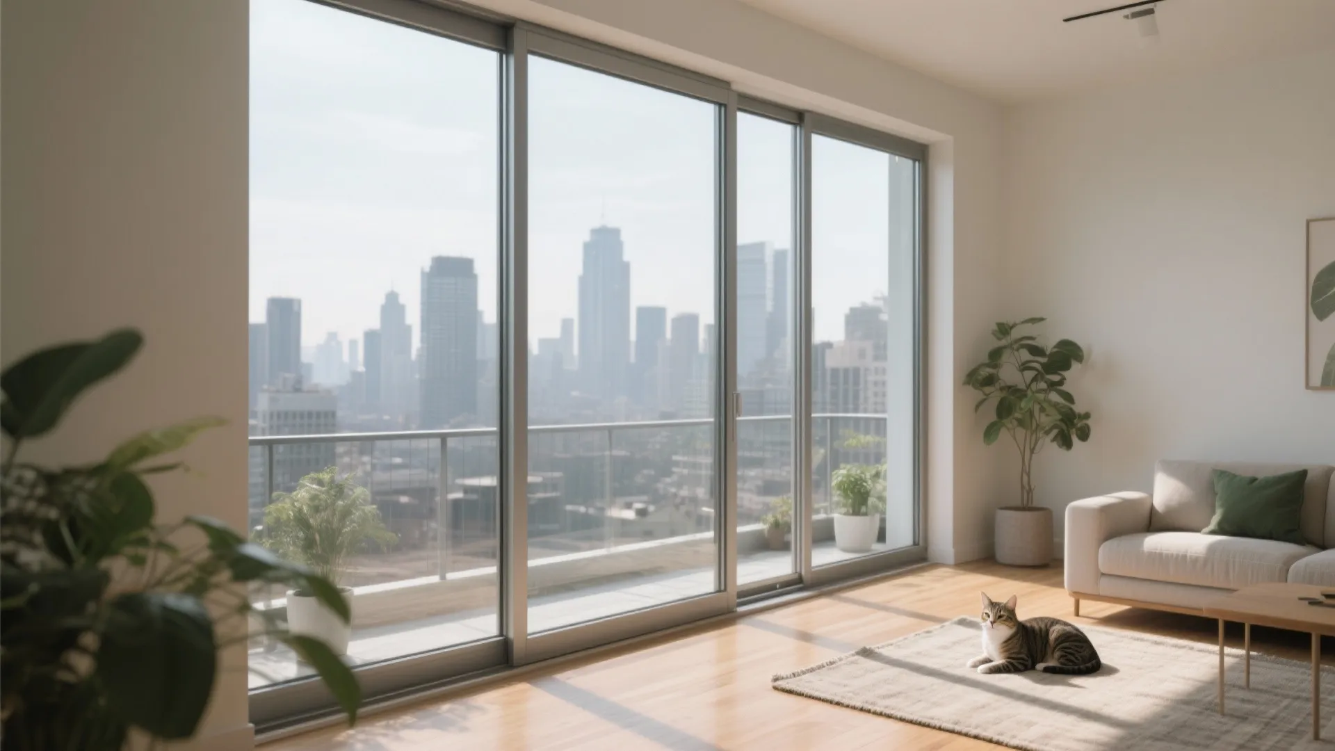 Full-height, slim-frame glazing for airy views