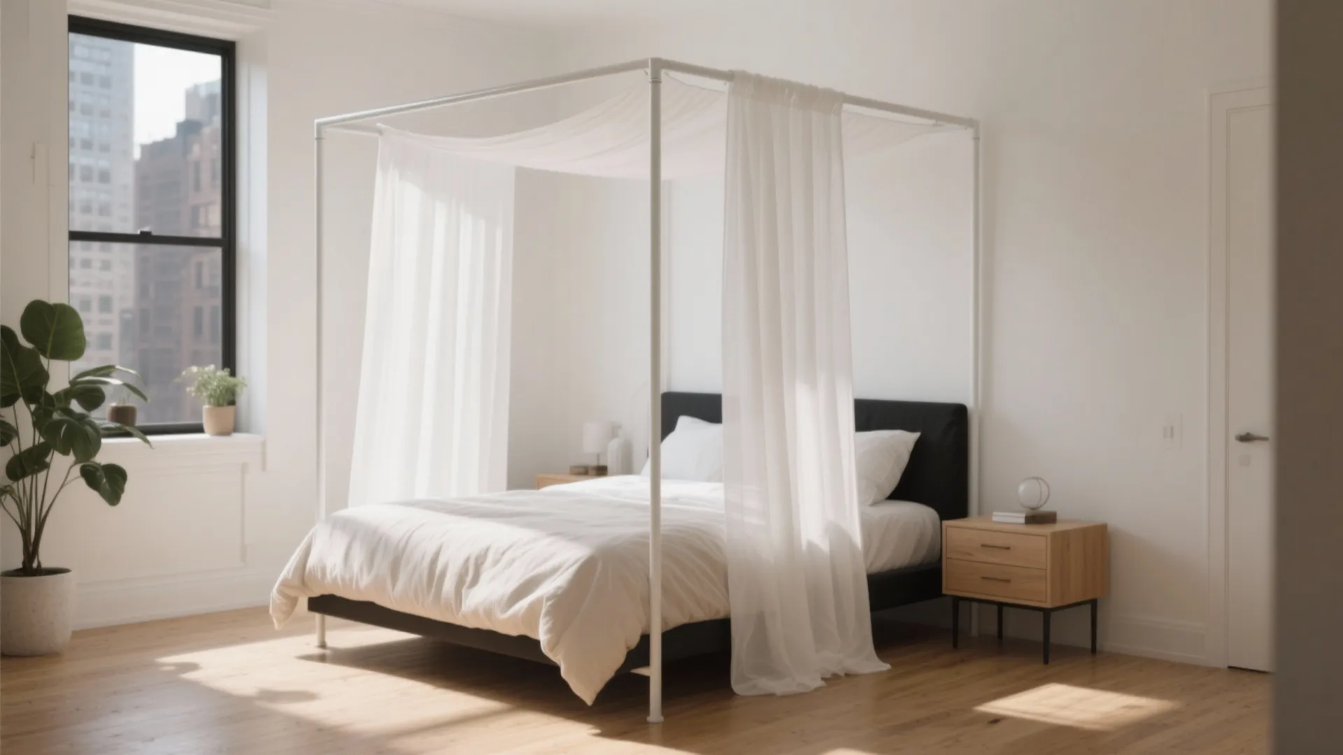 1) Slim-Frame Canopy, Sheer and Bright