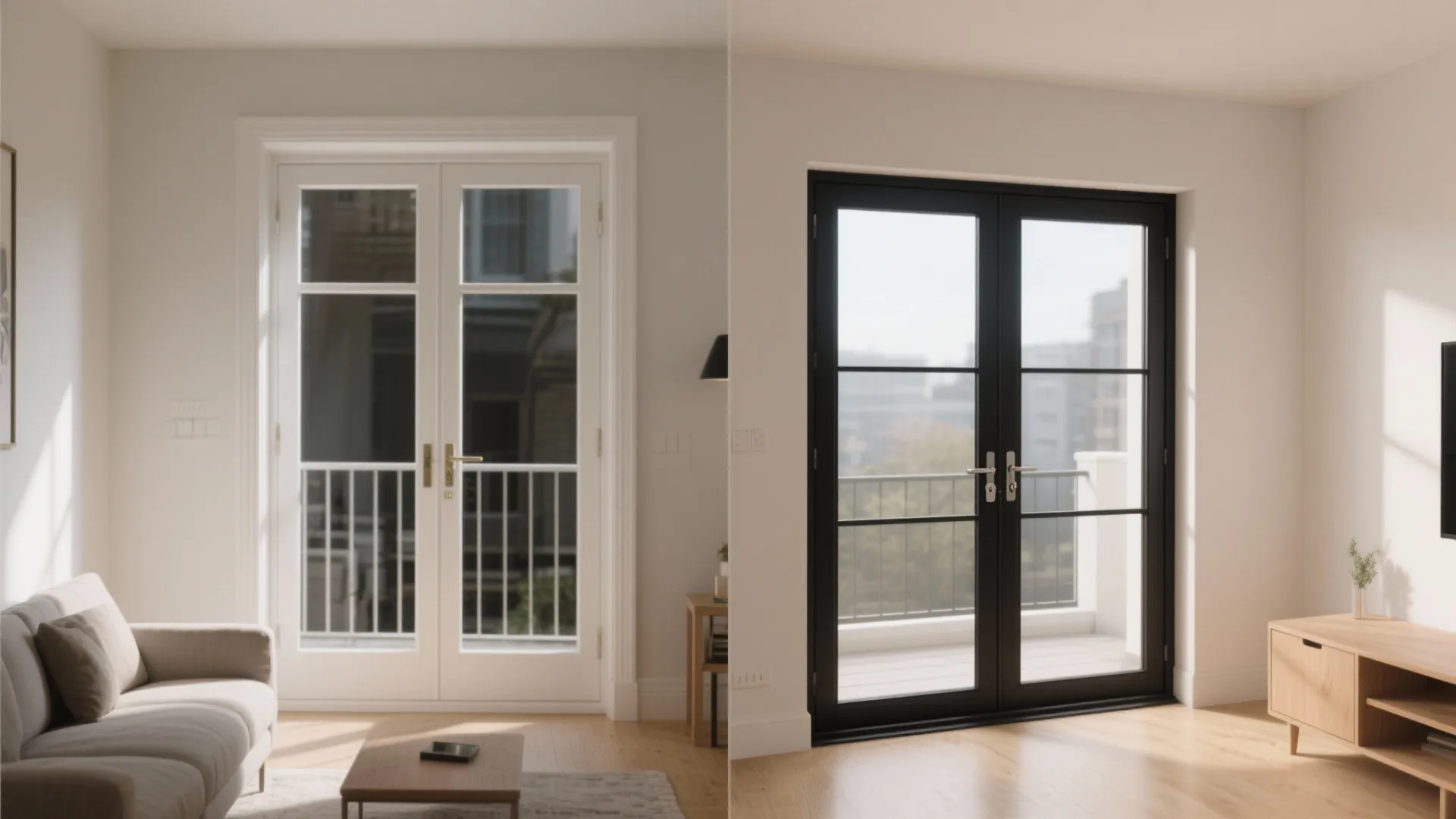 1) Slim-frame Steel French Doors