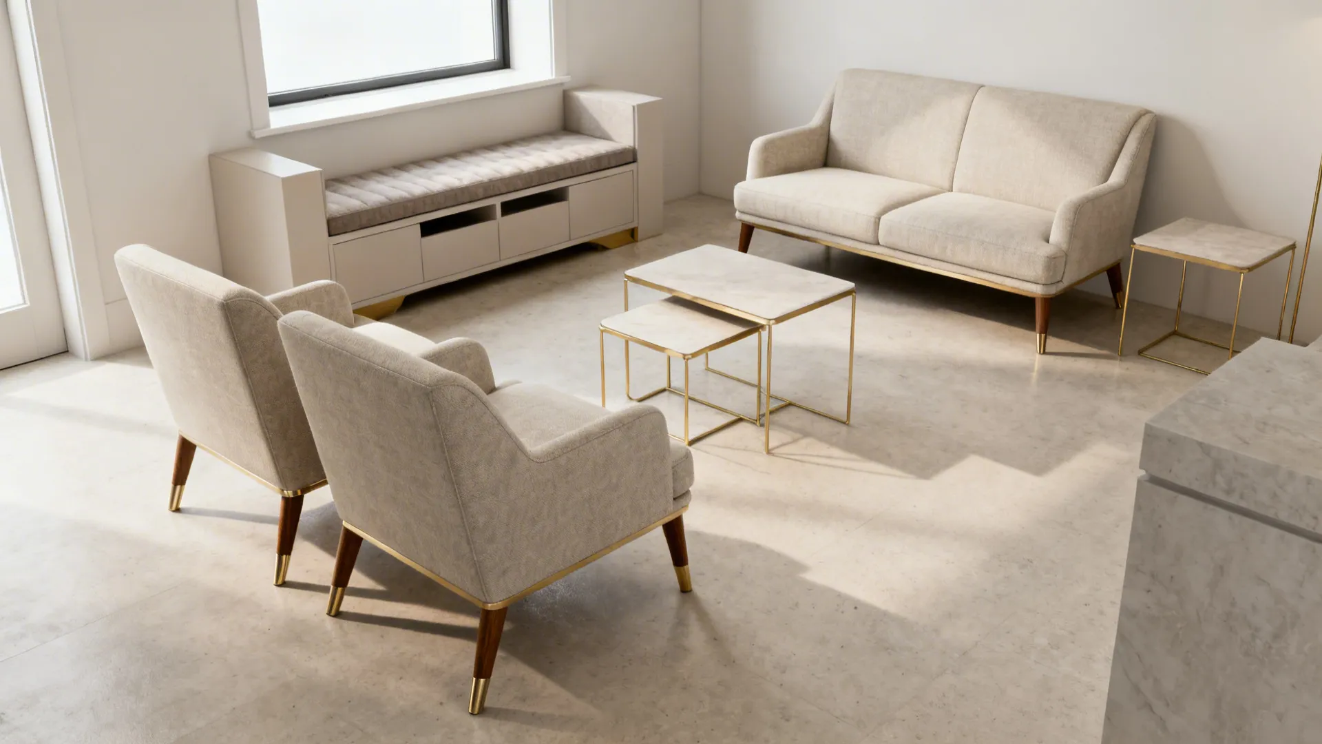 2. Slim-profile furniture with high-style details