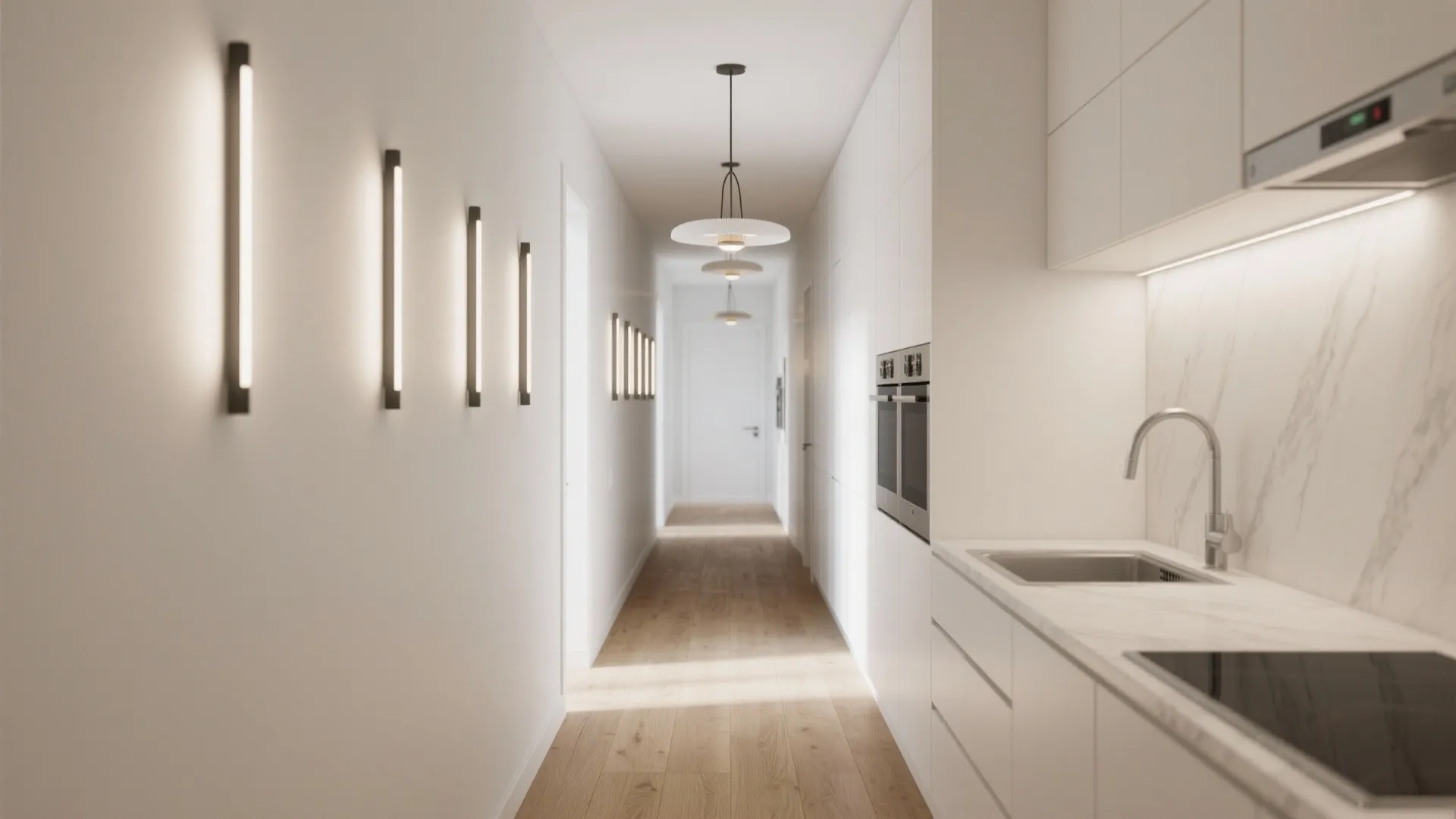 Slim profiles for narrow galley kitchens