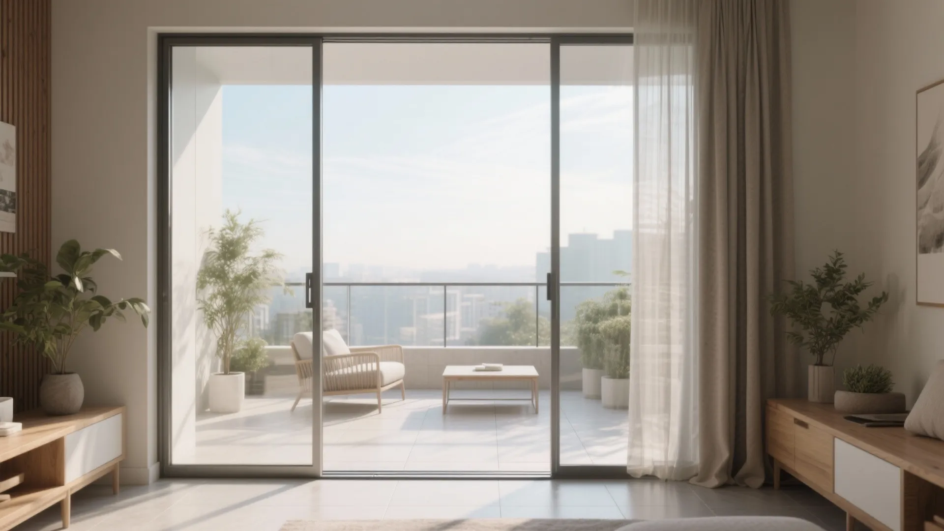 1) Seamless indoor–outdoor flow with slim glass doors