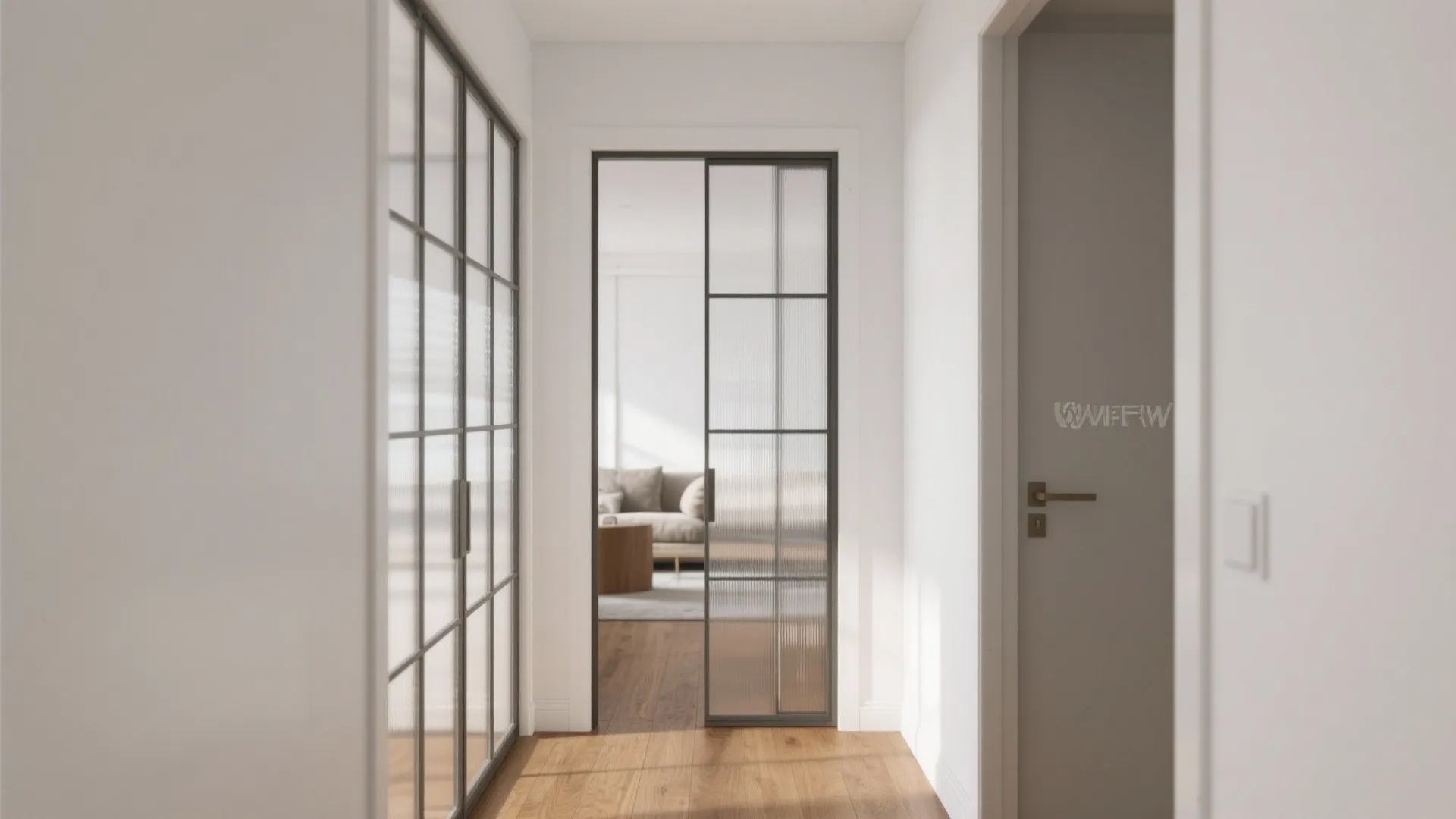 Glass panels and doorway frames that open sightlines