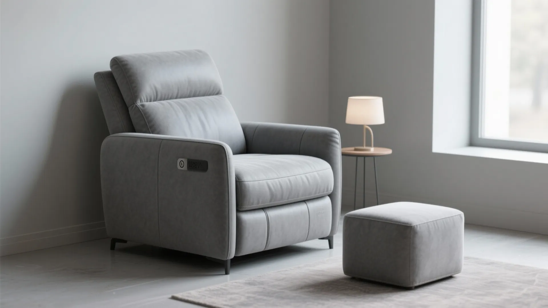 4. Gray Recliner with Slim Profile