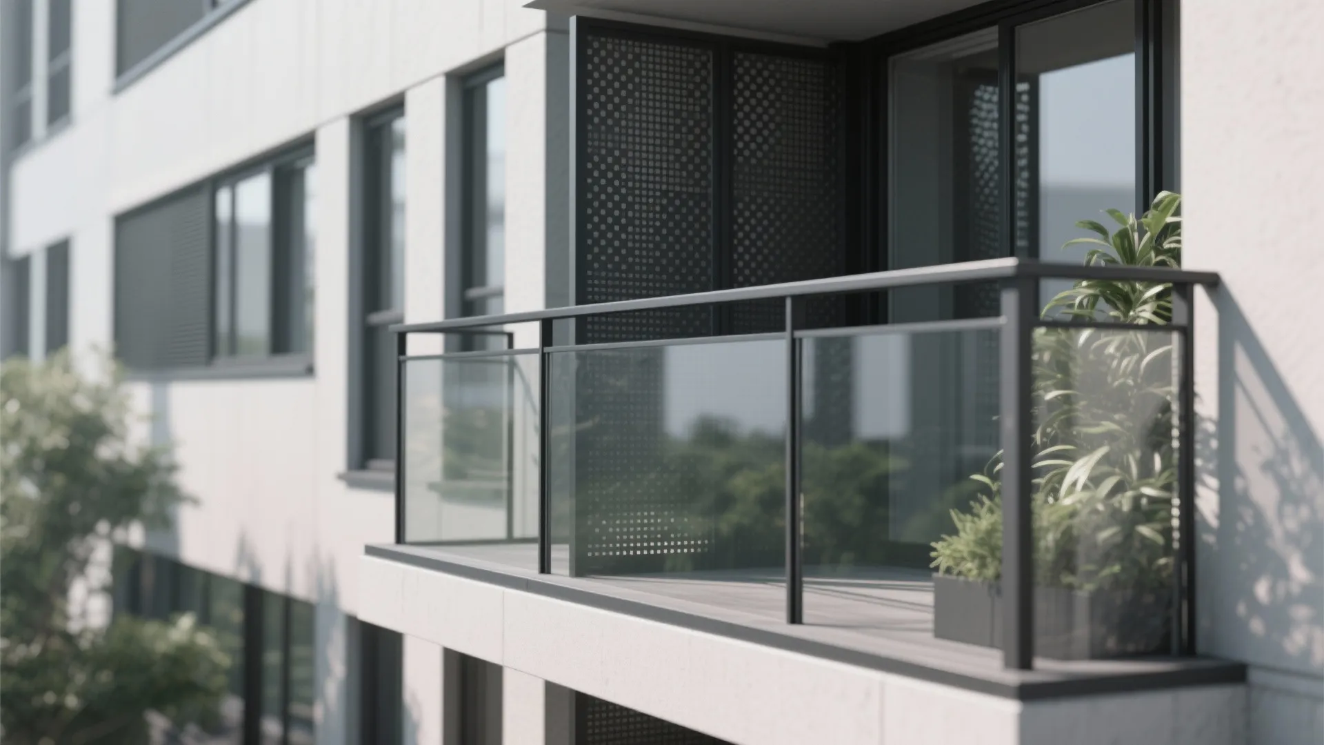 Idea 1: Slim guardrails with wind-smart screens