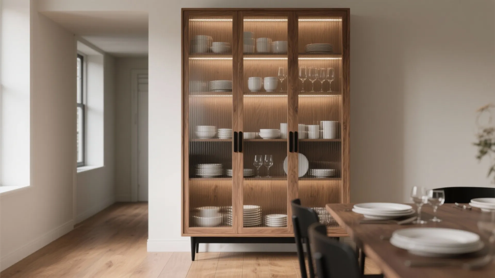 2) Slimline Hutch With Glass Doors