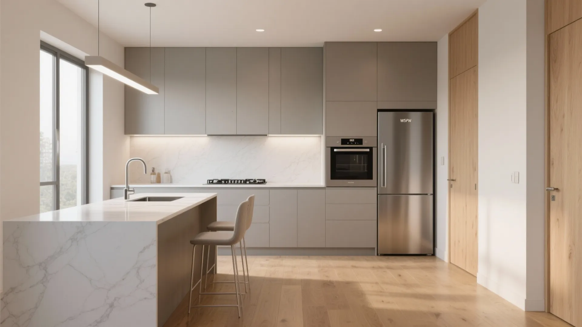 One-Wall + Slim Island: Add Function Without Clutter