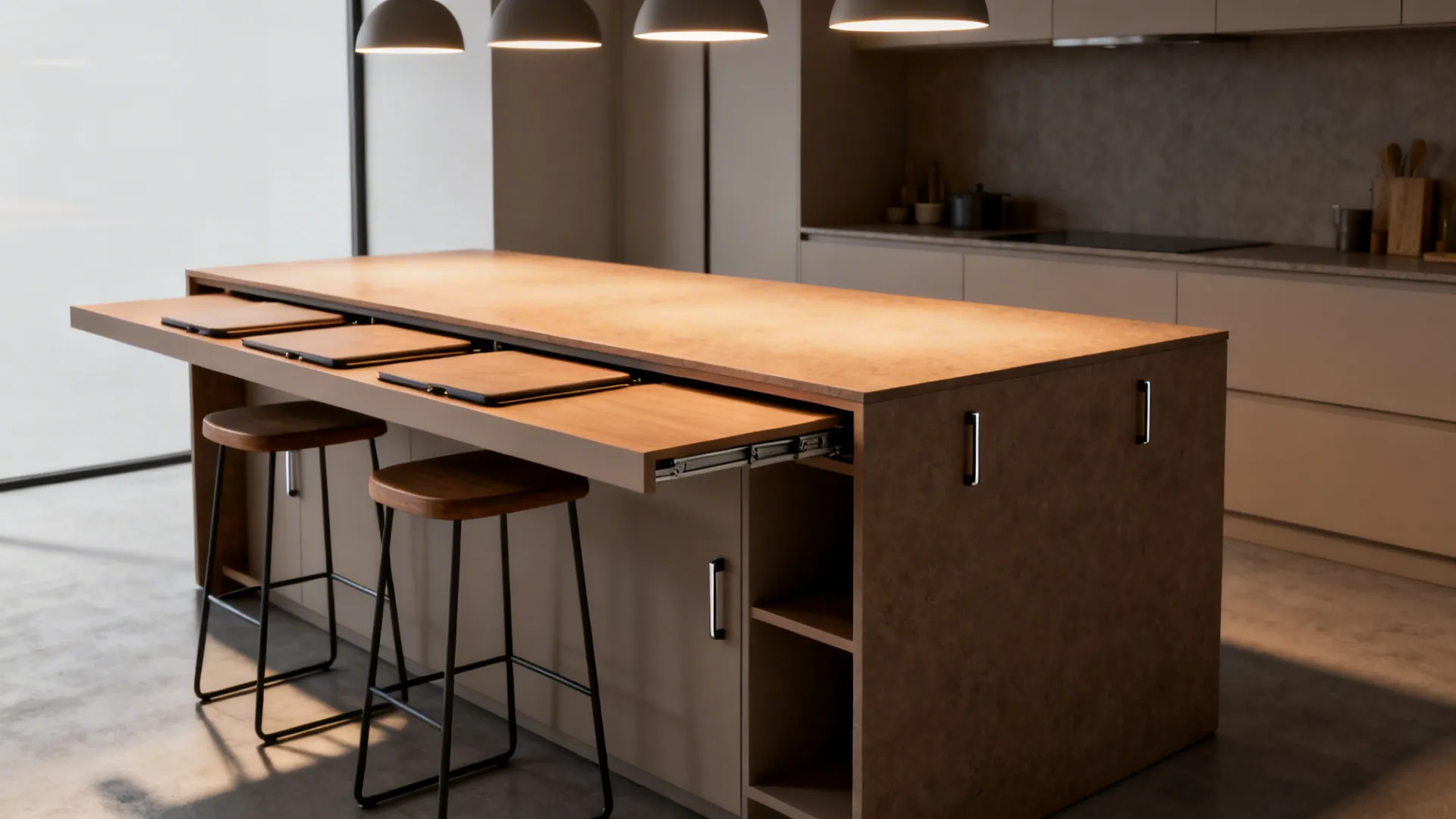 2. Choose a slim multi‑function island or console