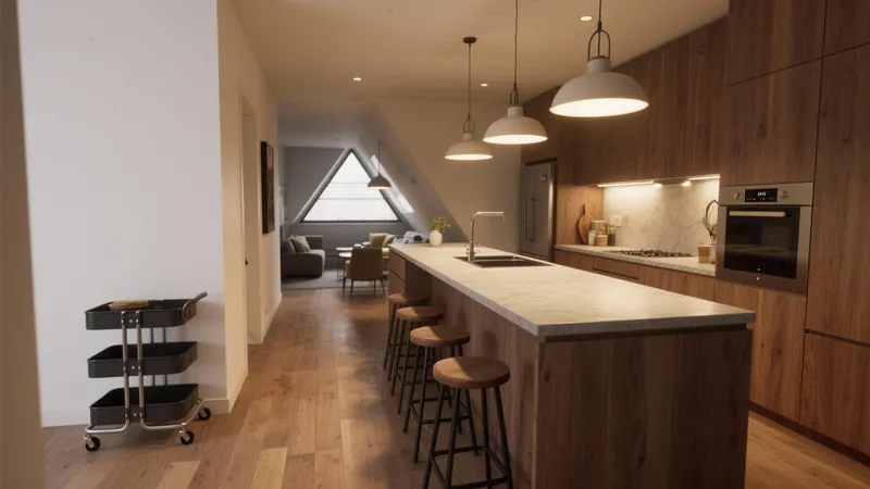 Modern Wood Kitchen with Island and Pendant Lights