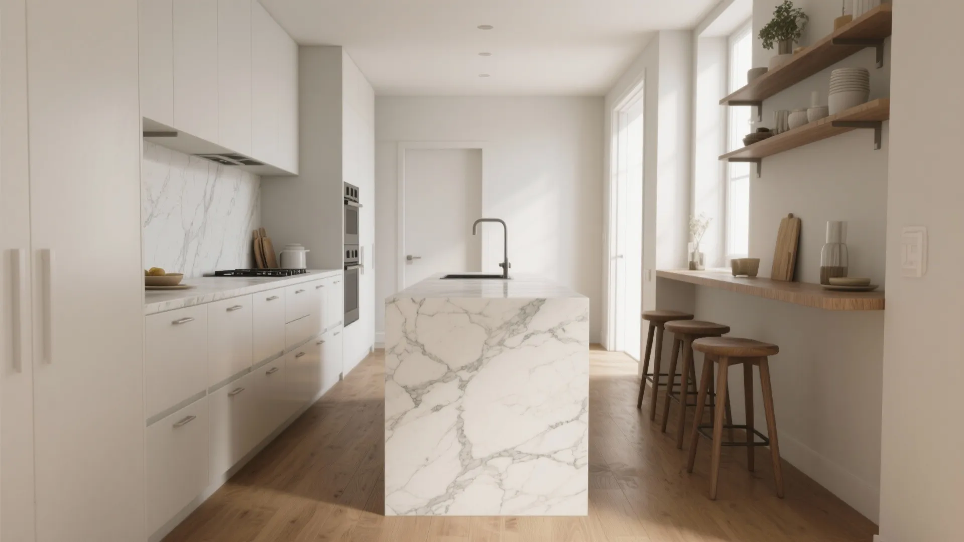 1. Slim Island for Narrow Kitchens