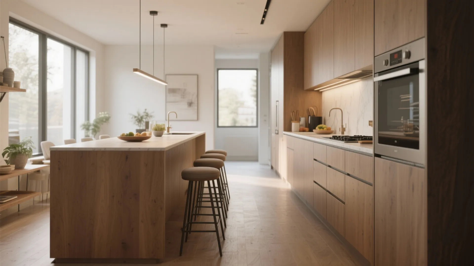 4. Slim Rectangular Island with Overhang