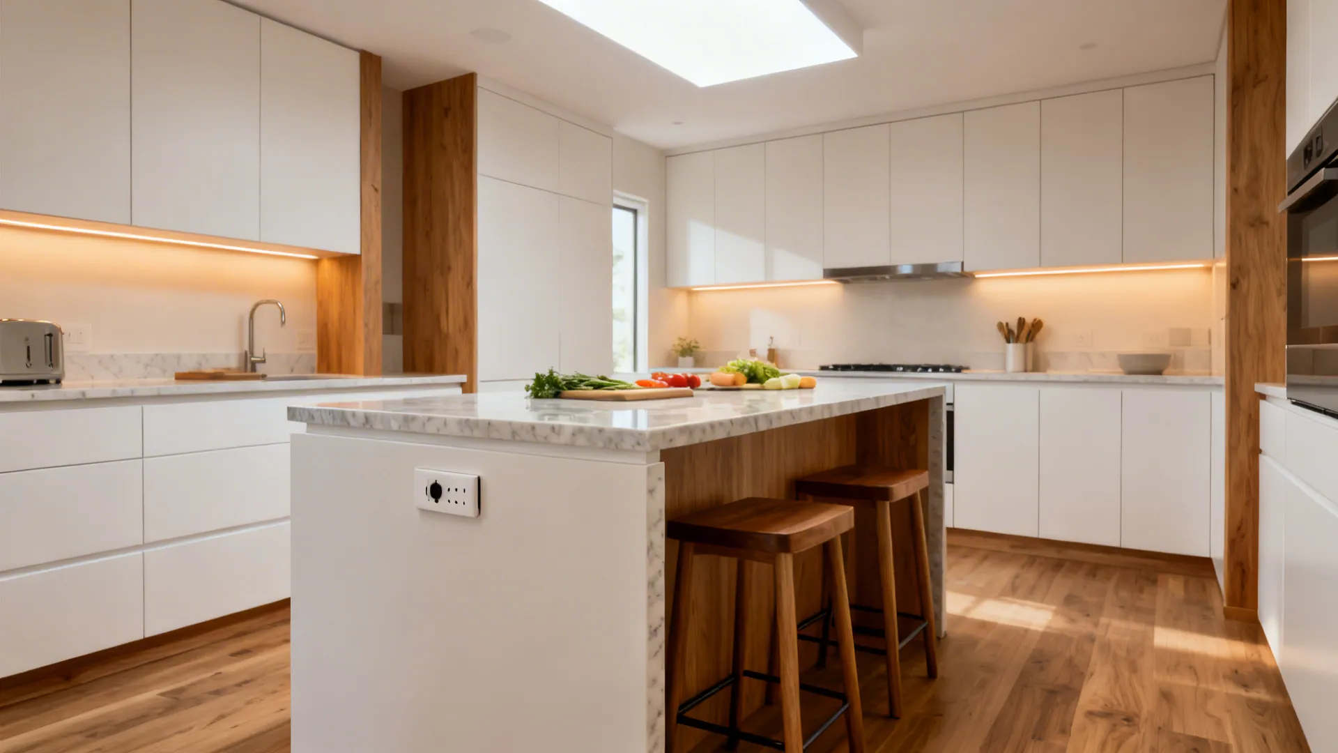 Skinny island or peninsula for flexible prep