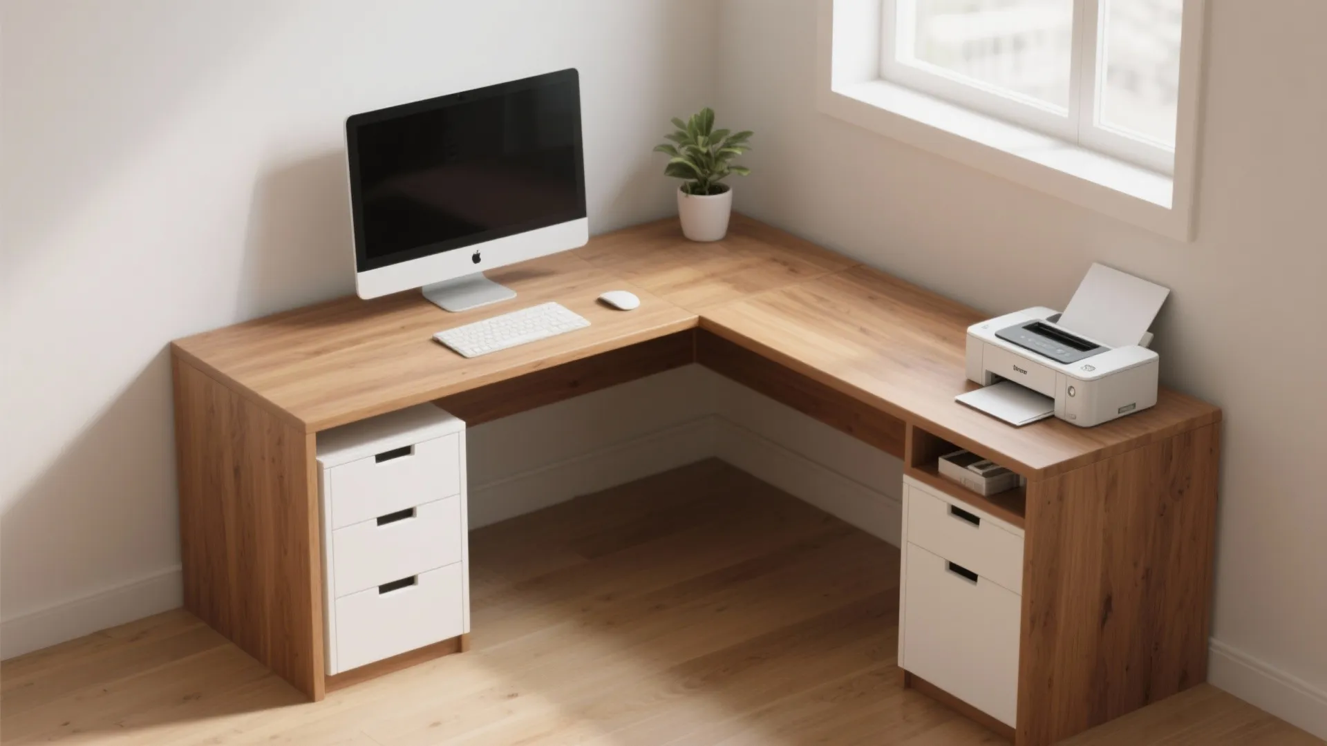 1. Slim L-shaped corner desk