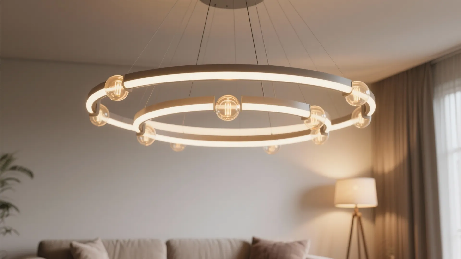 2. Slim LED Ring Chandelier