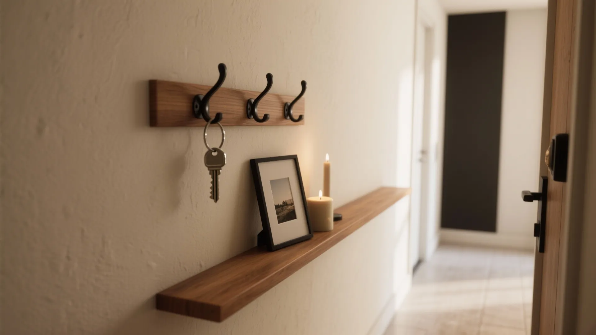 1) Slim Storage With a Greeting Ledge