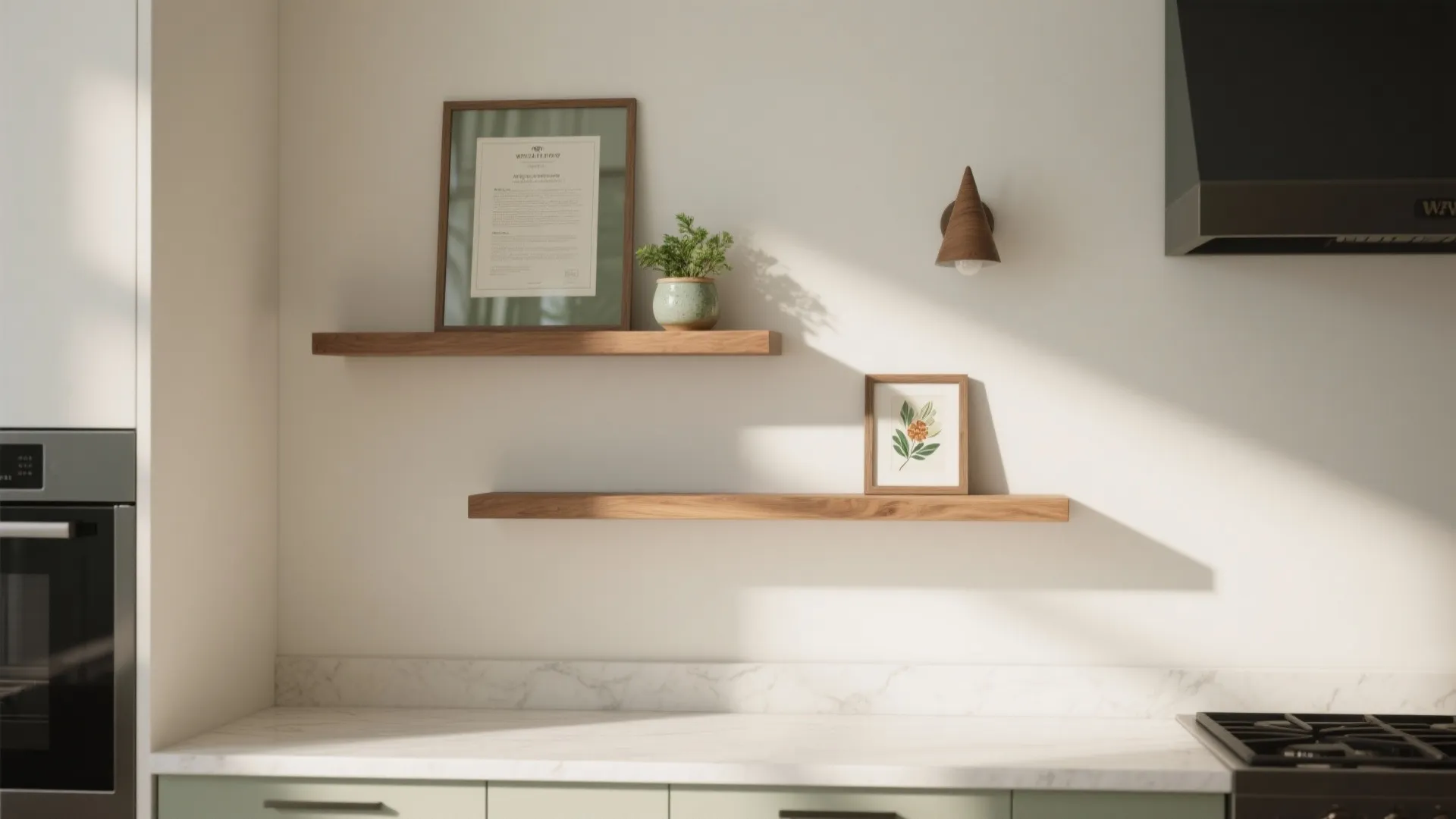 Idea 3: Slim ledges and open shelves for layers without bulk