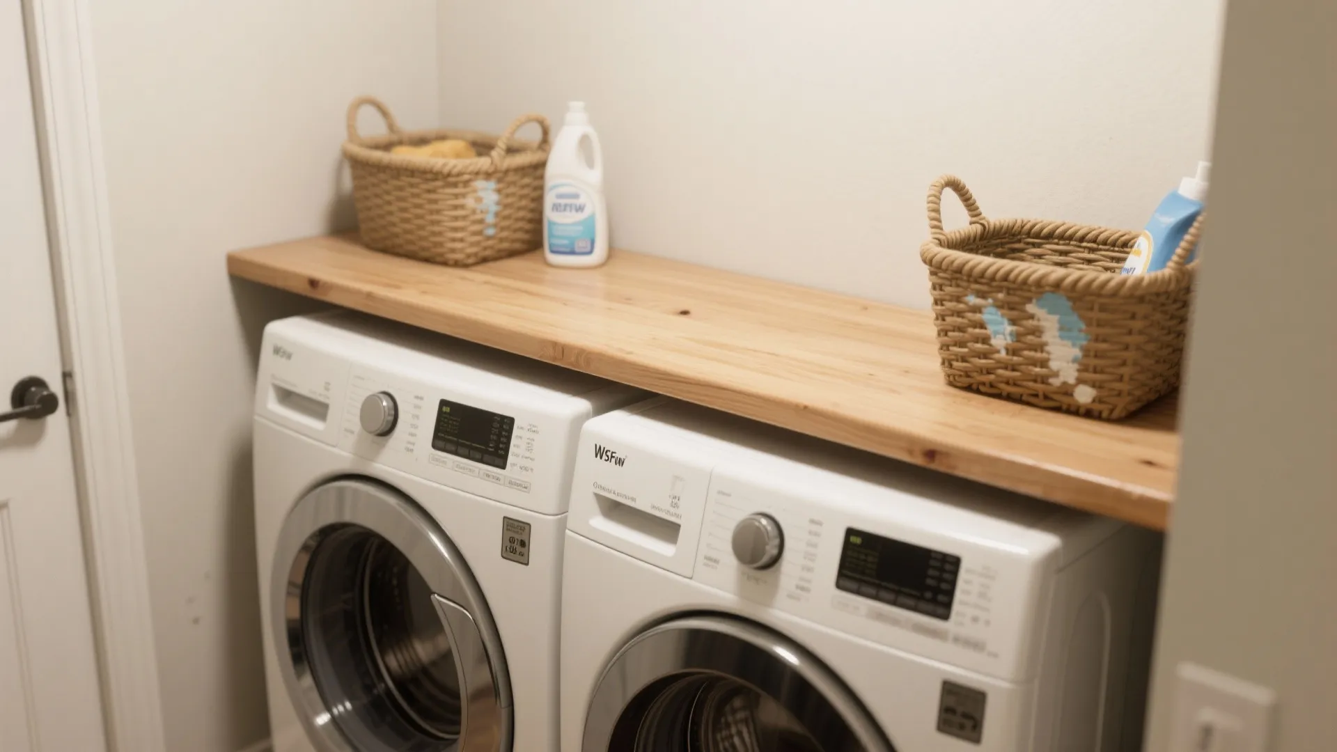 1. Slim ledges above the washer and dryer