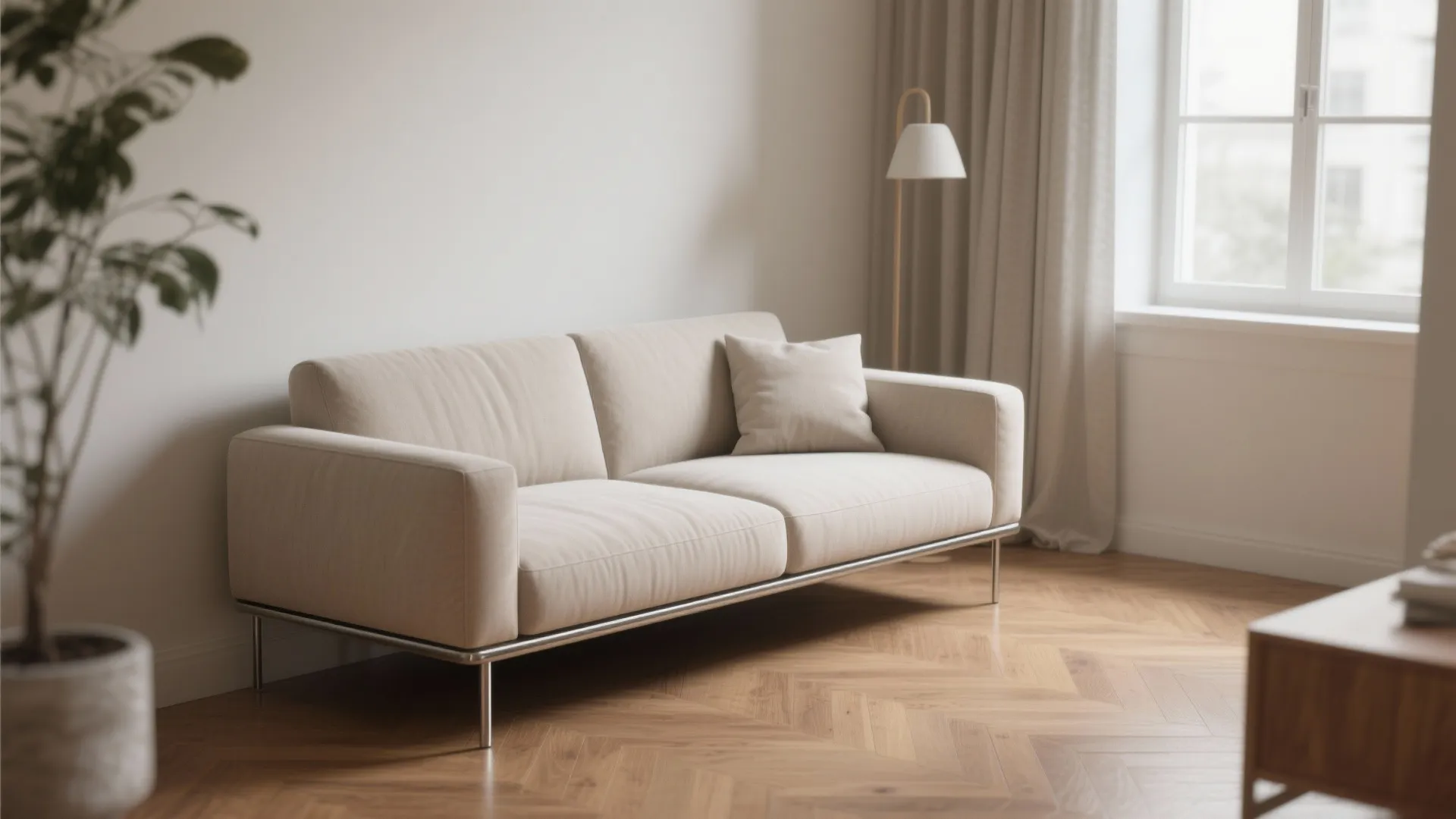 1. Slim-leg sofa for visual lightness