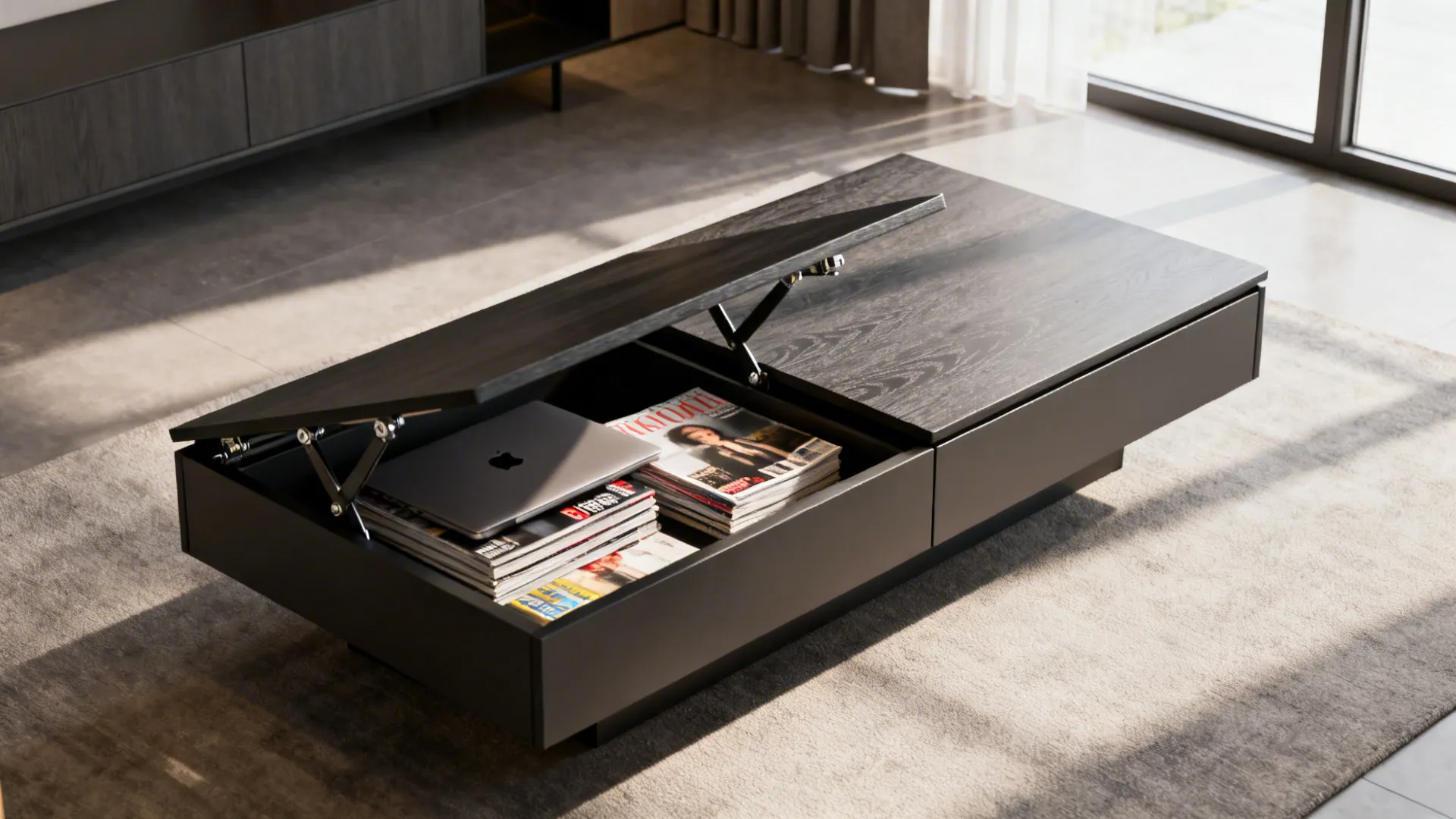 2. Slim-profile lift-top coffee tables