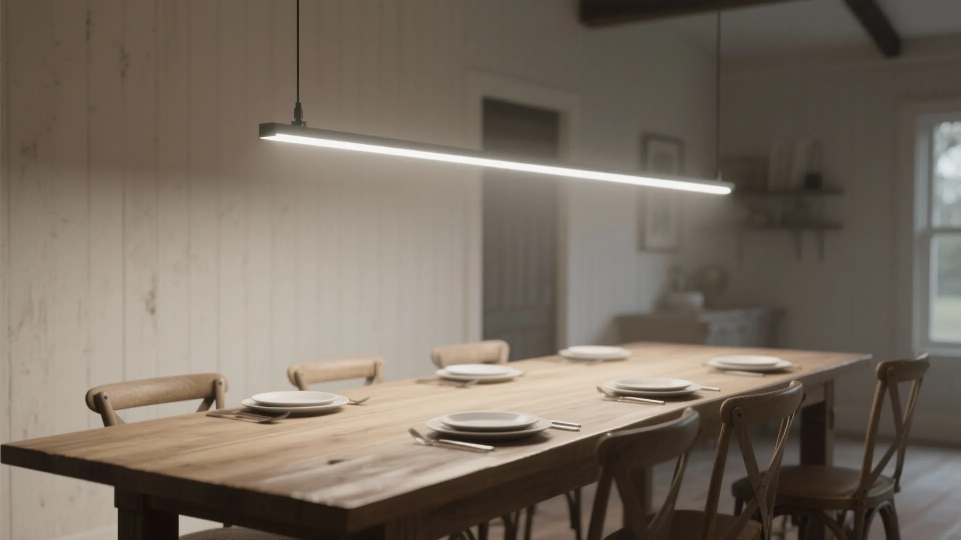 5. Slim Linear or Track Lighting for Long Tables