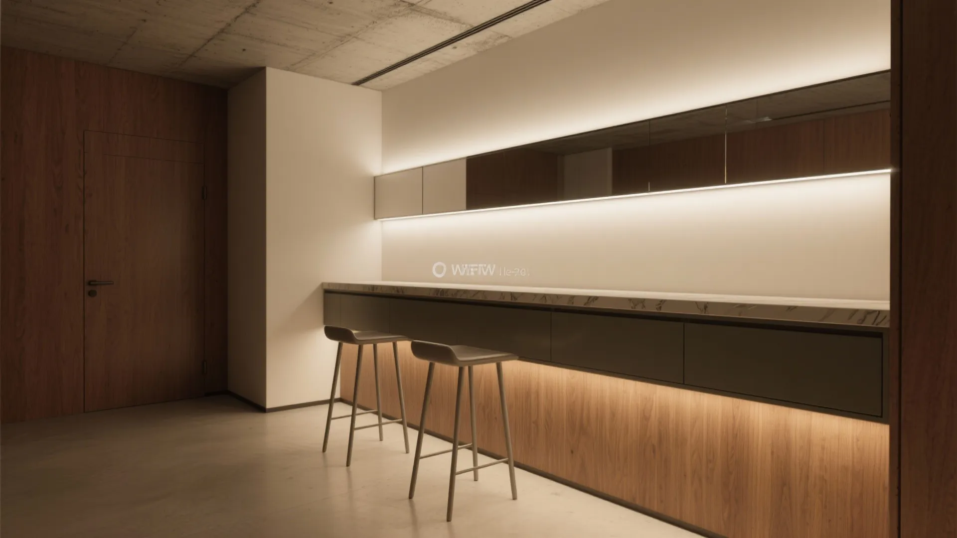 1. Slim linear bar along a wall