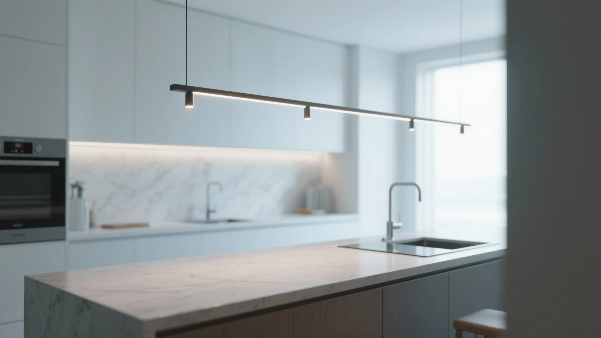 2. Slim Linear Pendants for Long Counters