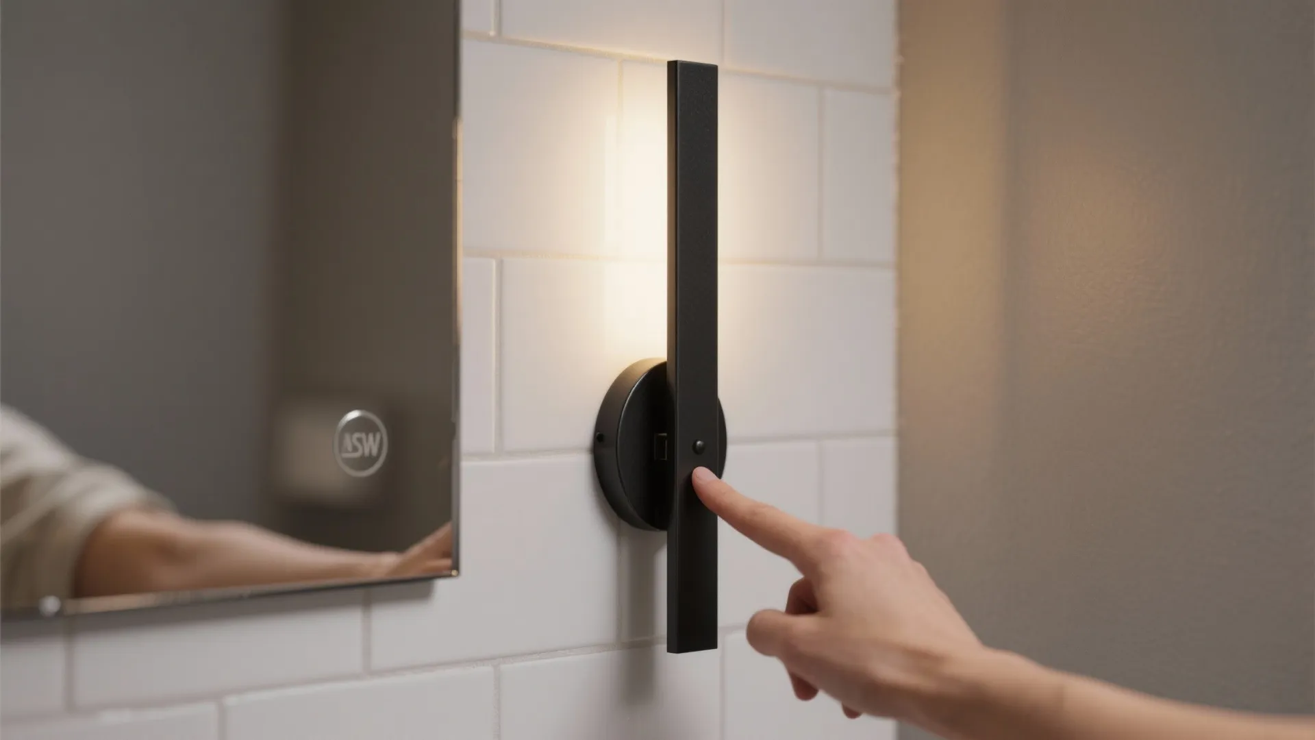 1. Slim linear sconces on either side of the mirror