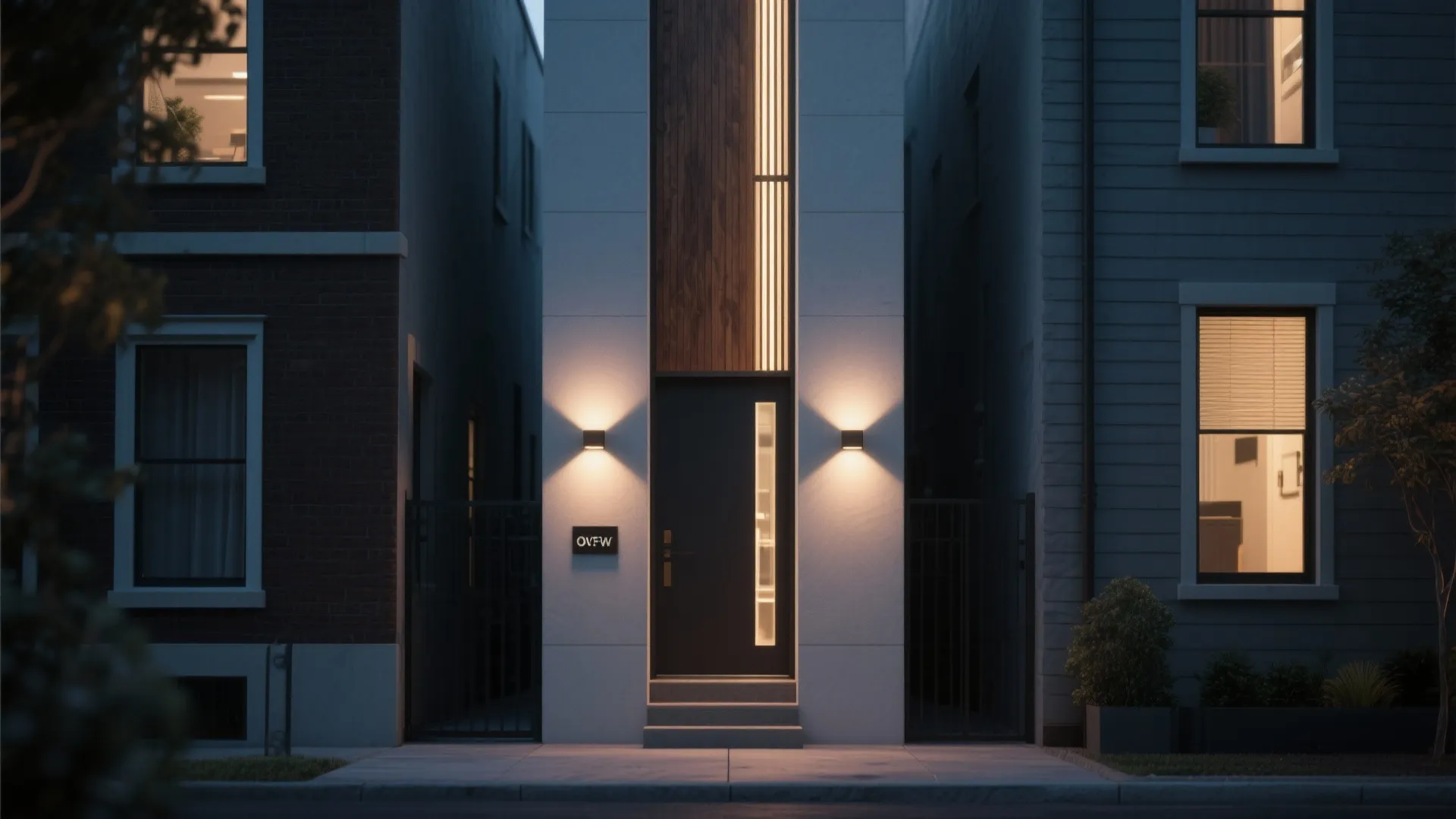 1. Slim Linear Sconces for Narrow Facades