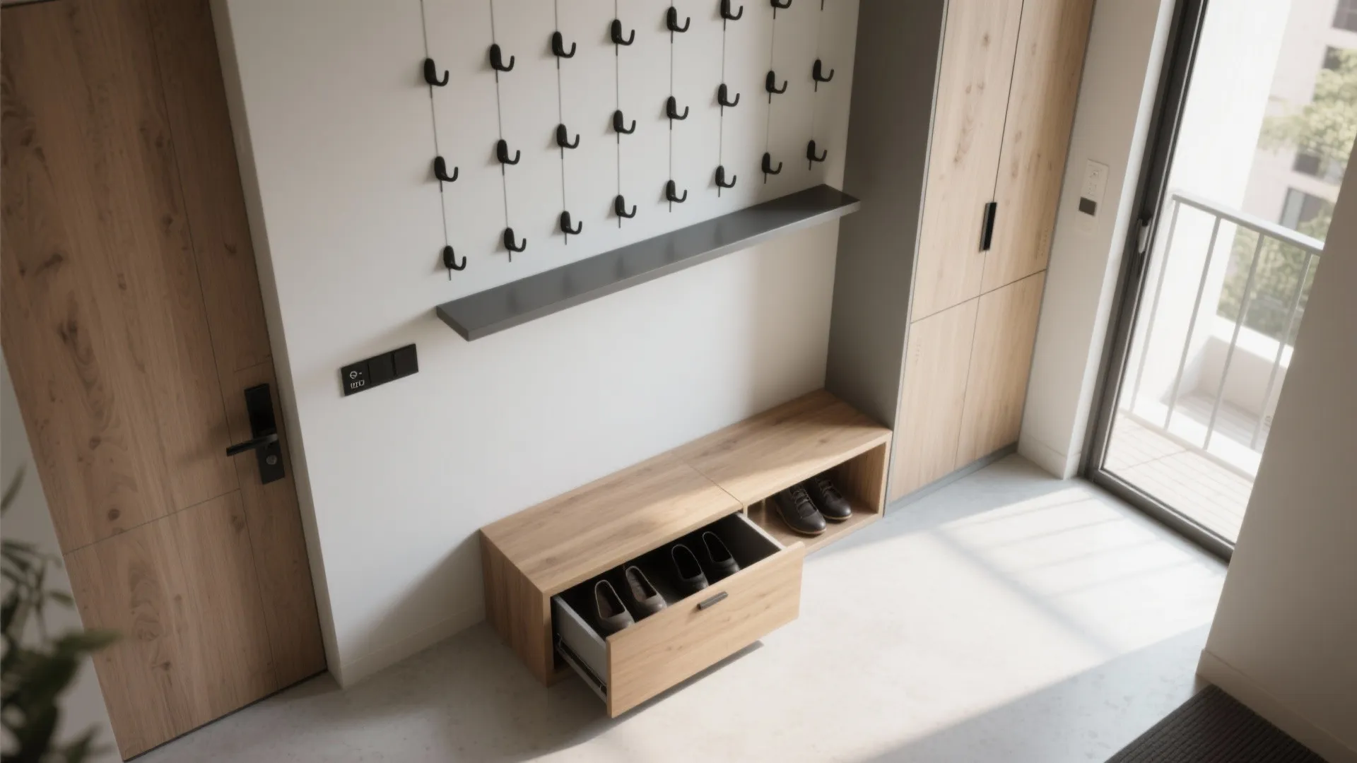Slim, Smart Lobby Storage That Feels Airy