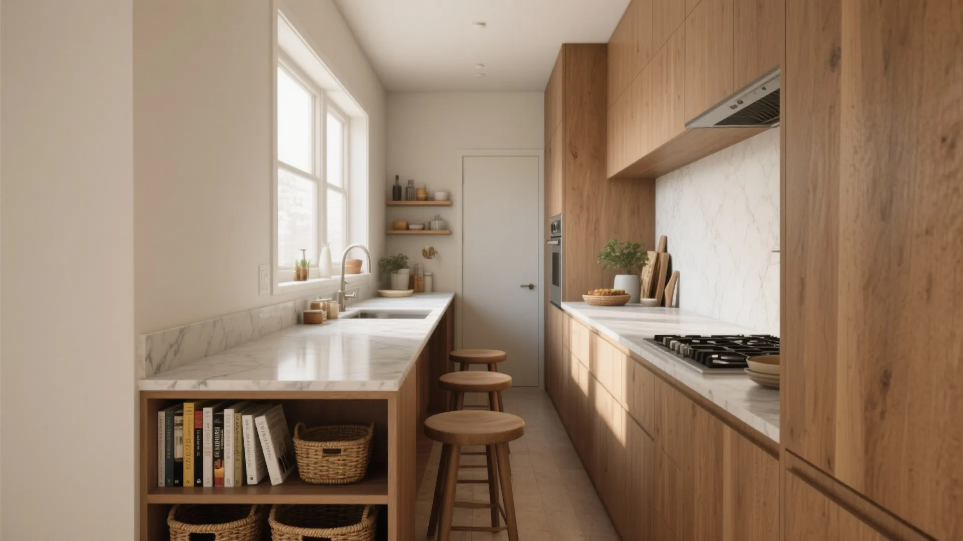 1. Slim, Long Island for a Narrow Kitchen