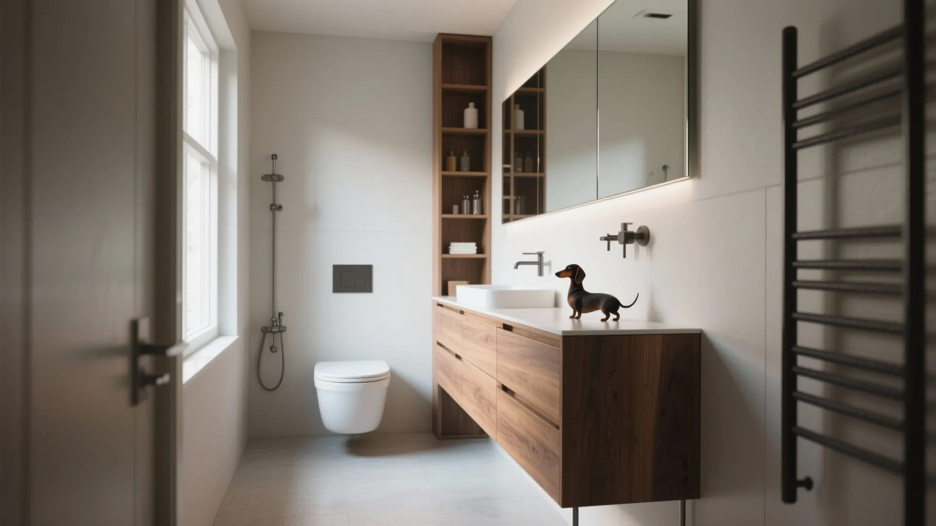 3. Slim Storage + Long-Legged Vanity